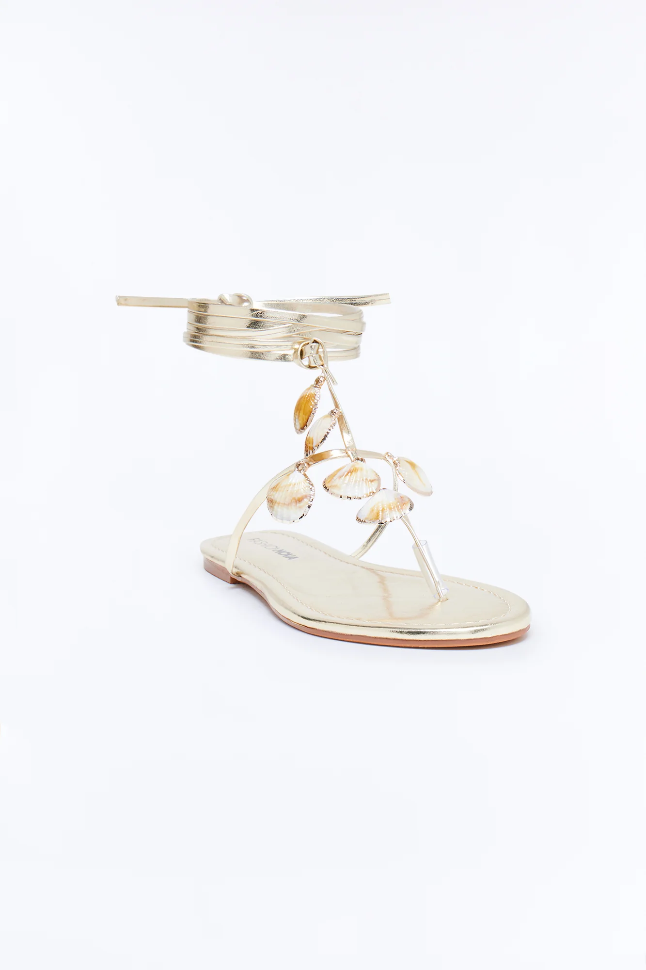 Mediterranean Seashell Wrap Up Sandals - Gold - Image 3