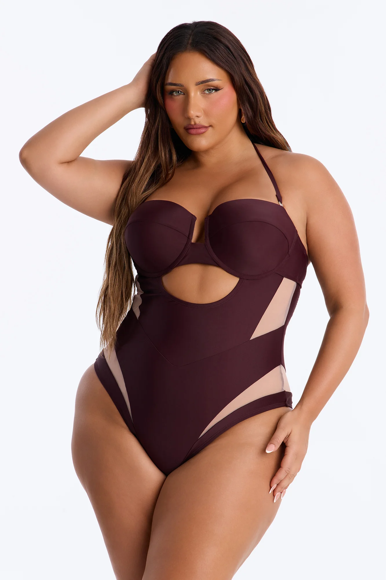 Megan Cutout 1 Piece Swimsuit - Chocolate - Image 4