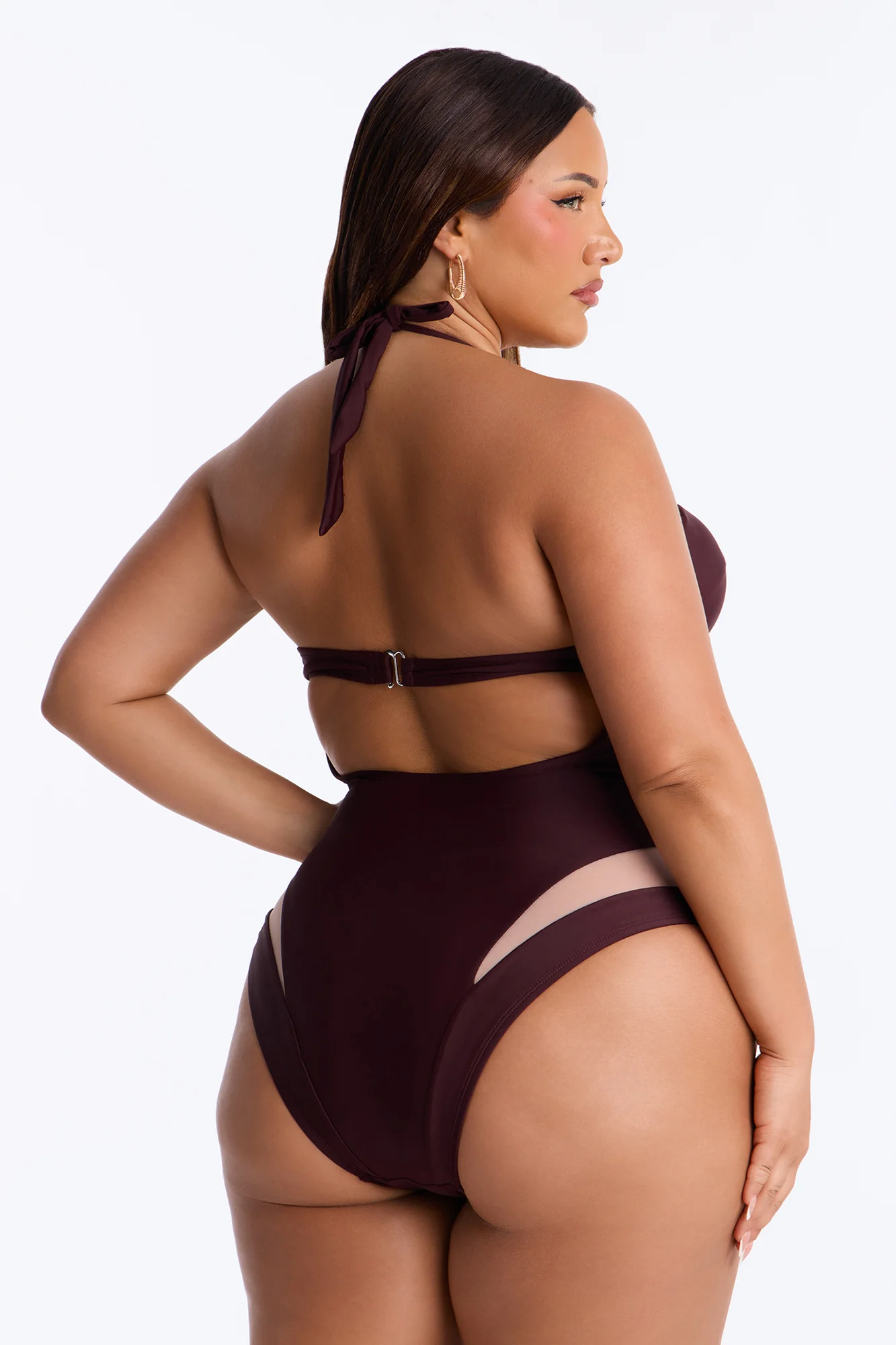 Megan Cutout 1 Piece Swimsuit - Chocolate - Image 6