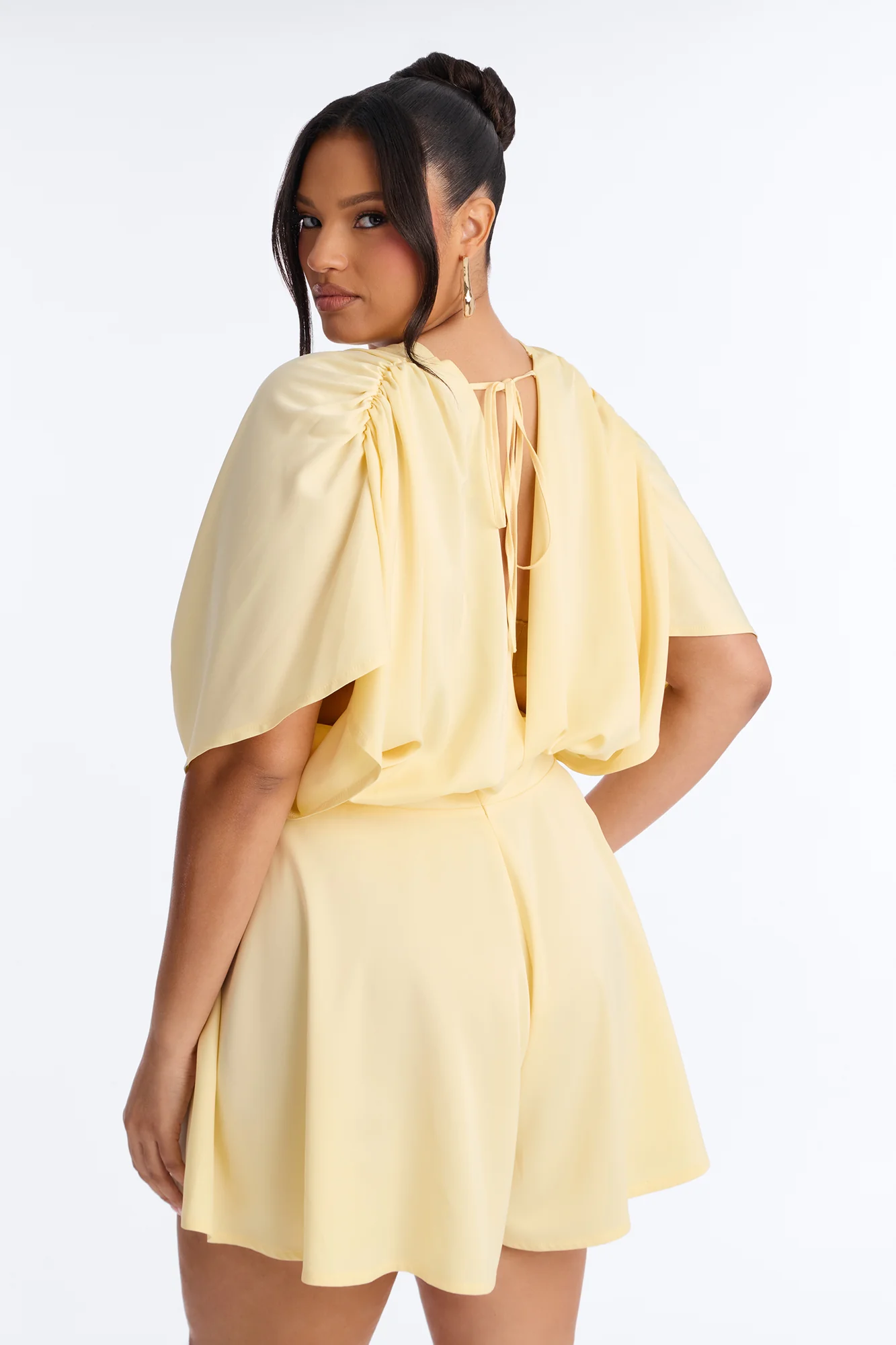 Mekenzy Satin Plunge Romper - Yellow - Image 8