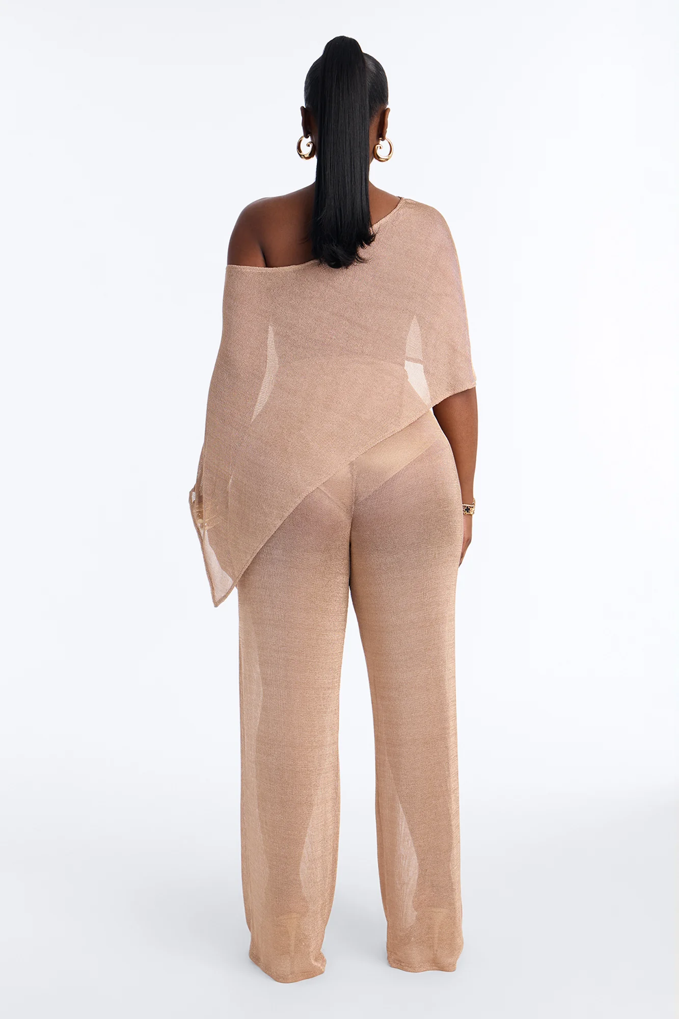 Melanie Metallic Knit 3 Piece Pant Set - Gold - Image 7