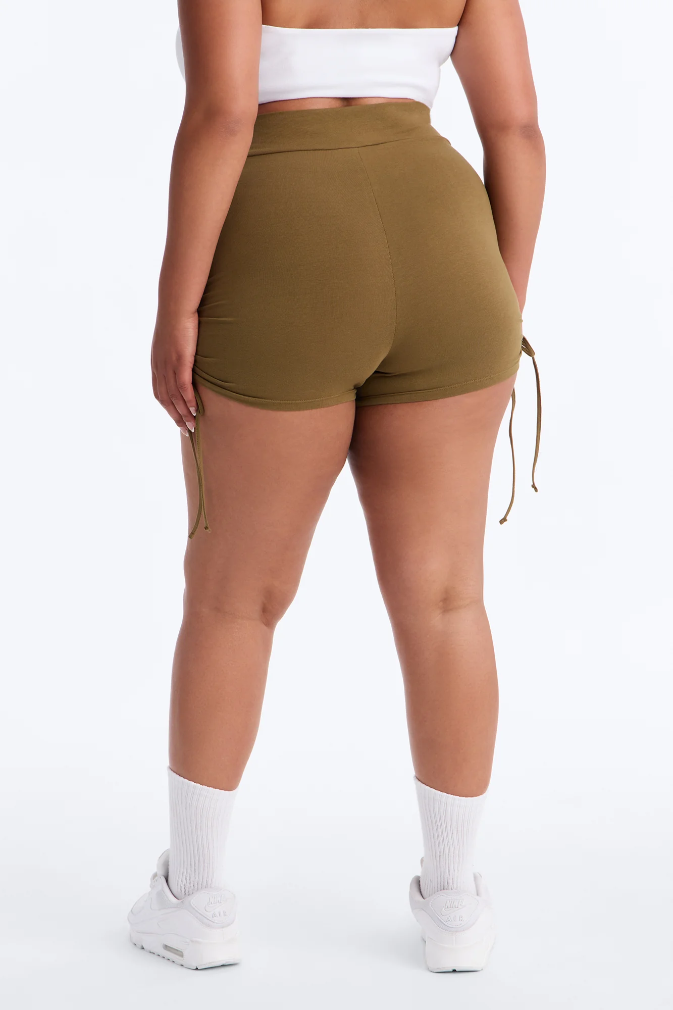 Melanie Ruched Biker Shorts - Olive - Image 8