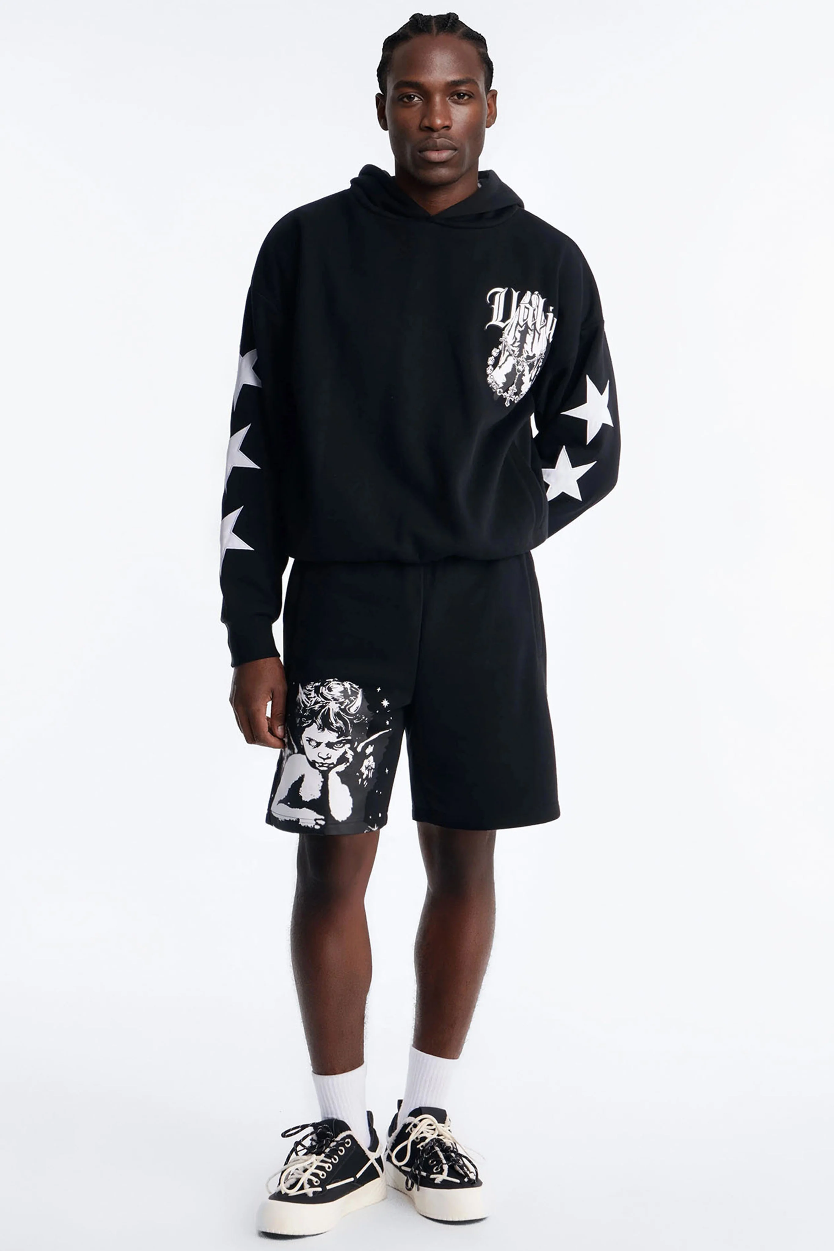 Menace Sent Embroidery Sweatshorts - Black - Image 2
