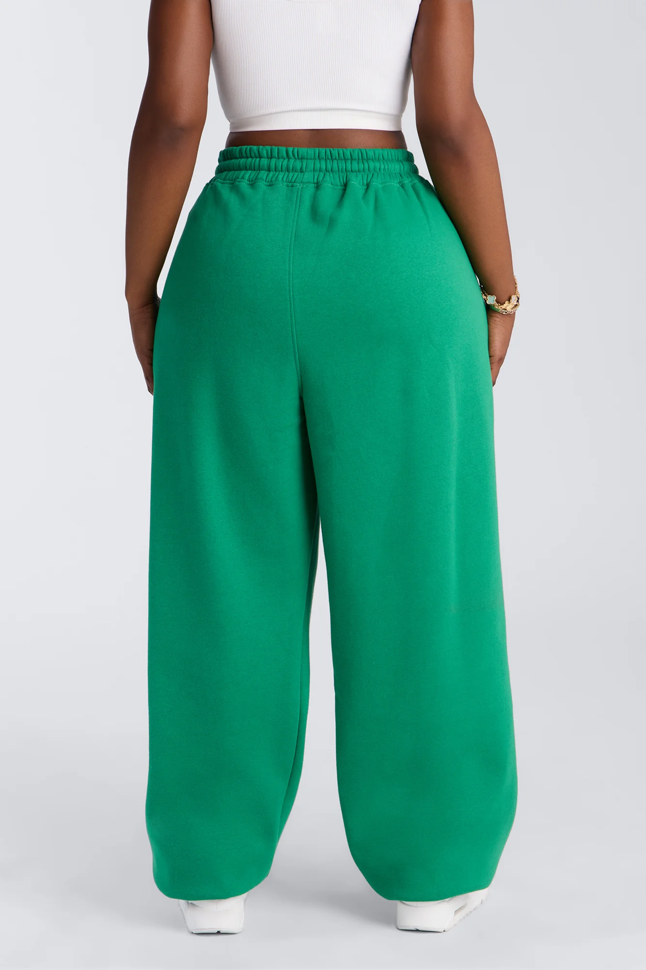 Mia Pleated Fleece Jogger Pants - Green - Image 7
