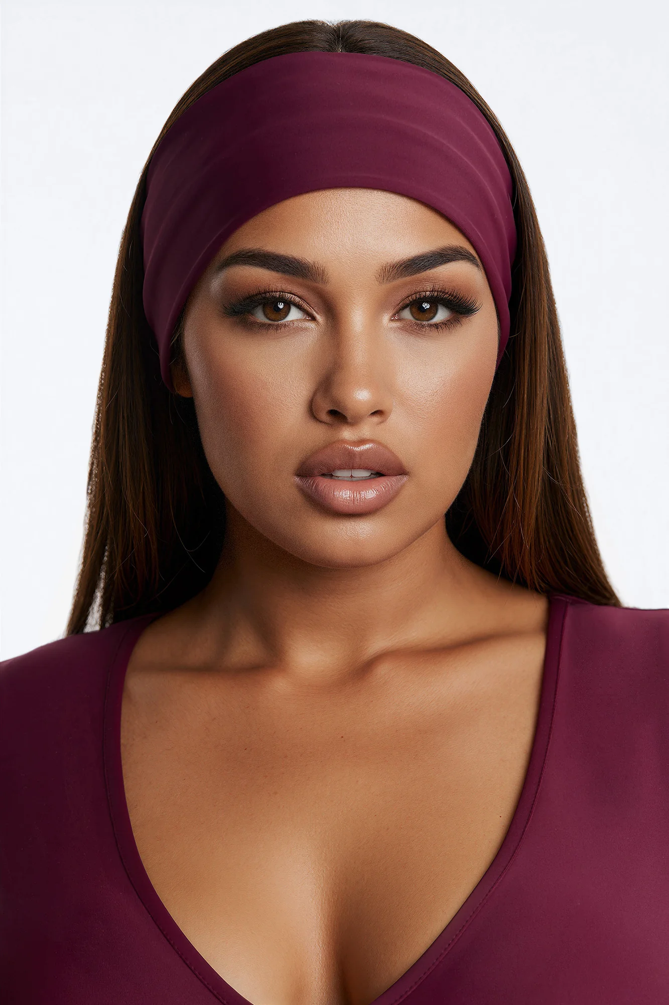 Mia Plunge Neck 2 piece Capri Jumpsuit - Burgundy - Image 3