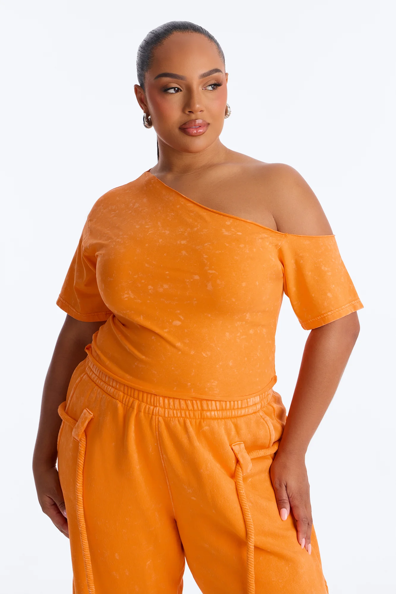 Mia Washed Fleece Pant Set - Orange - Image 6