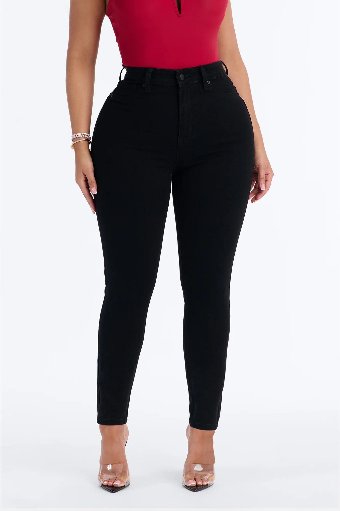 Miami Booty Lifting High Rise Stretch Skinny Jeans - Black - Image 2