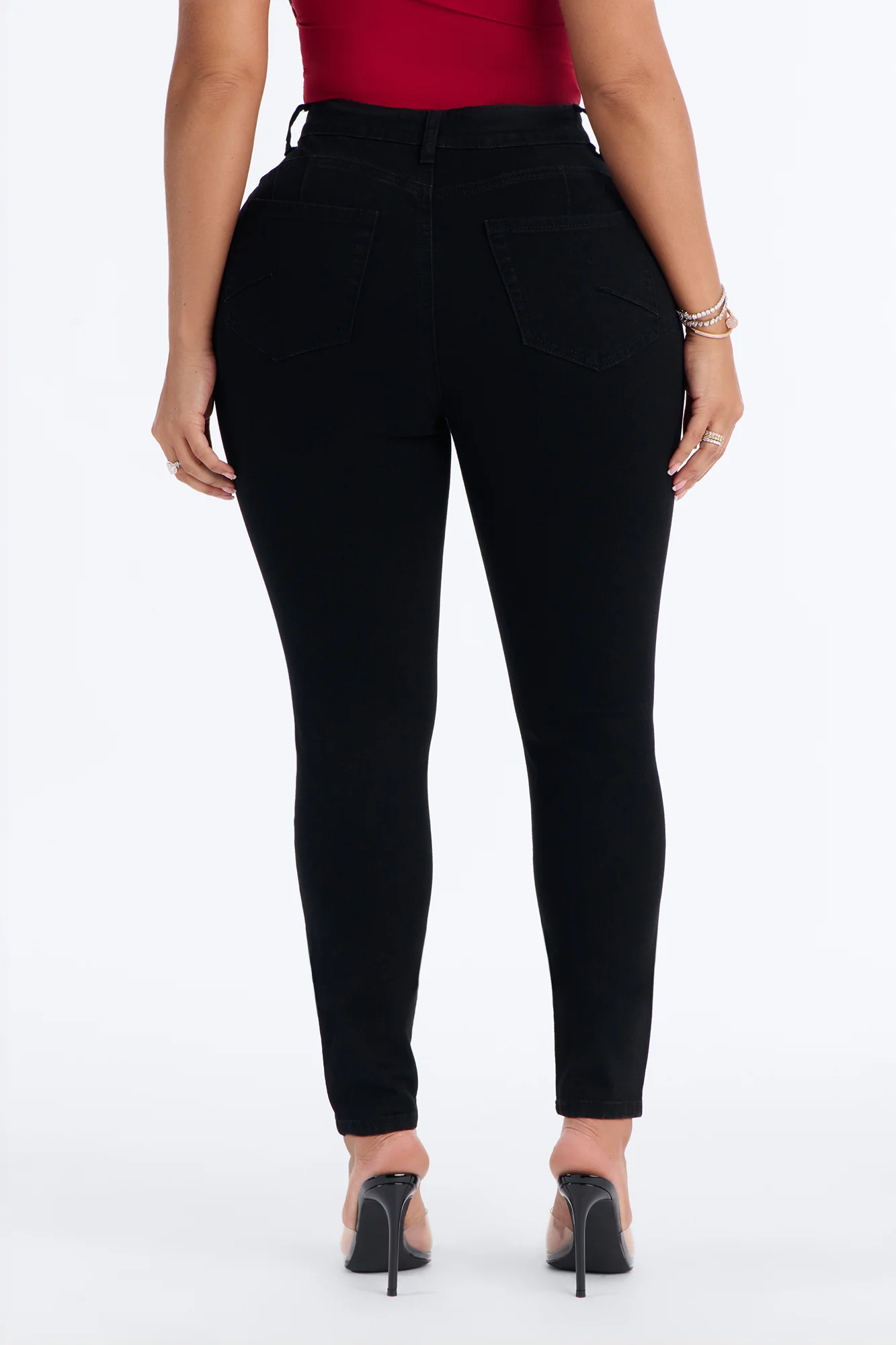 Miami Booty Lifting High Rise Stretch Skinny Jeans - Black - Image 4
