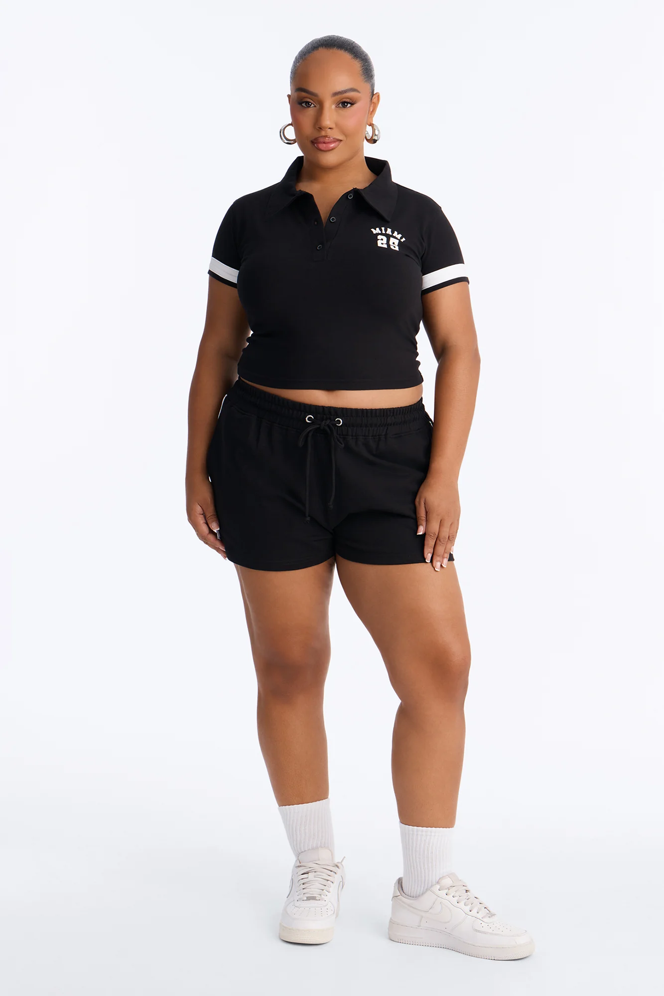 Miami Glow French Terry Short Set - Black - Image 4