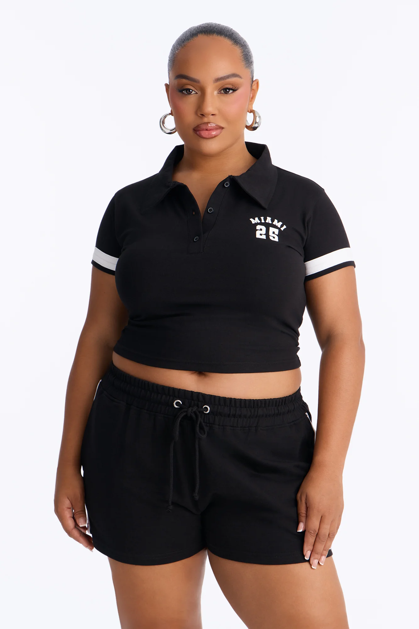 Miami Glow French Terry Short Set - Black - Image 5
