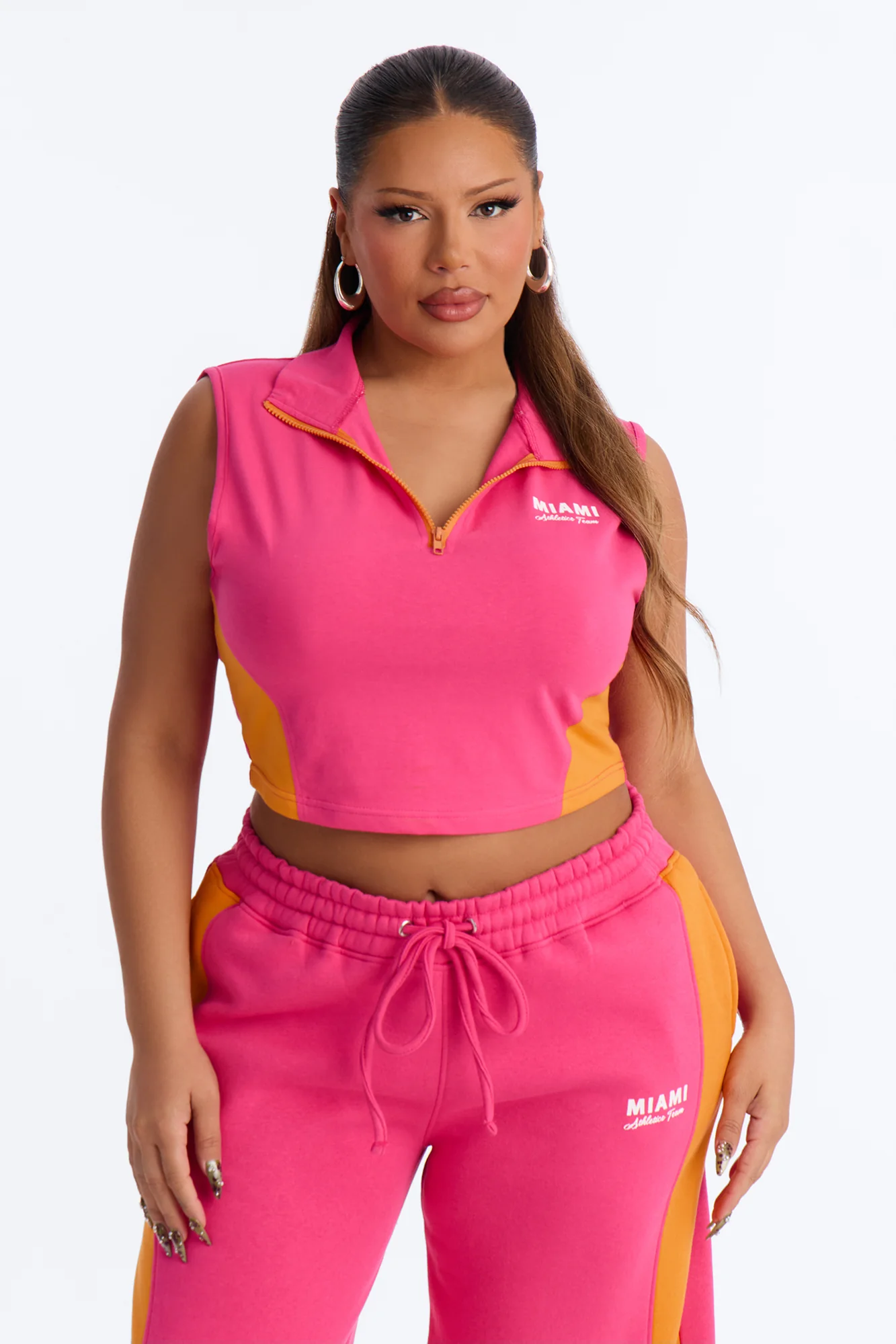 Miami Moment Quarter Zip Pant Set - Pink/combo - Image 6
