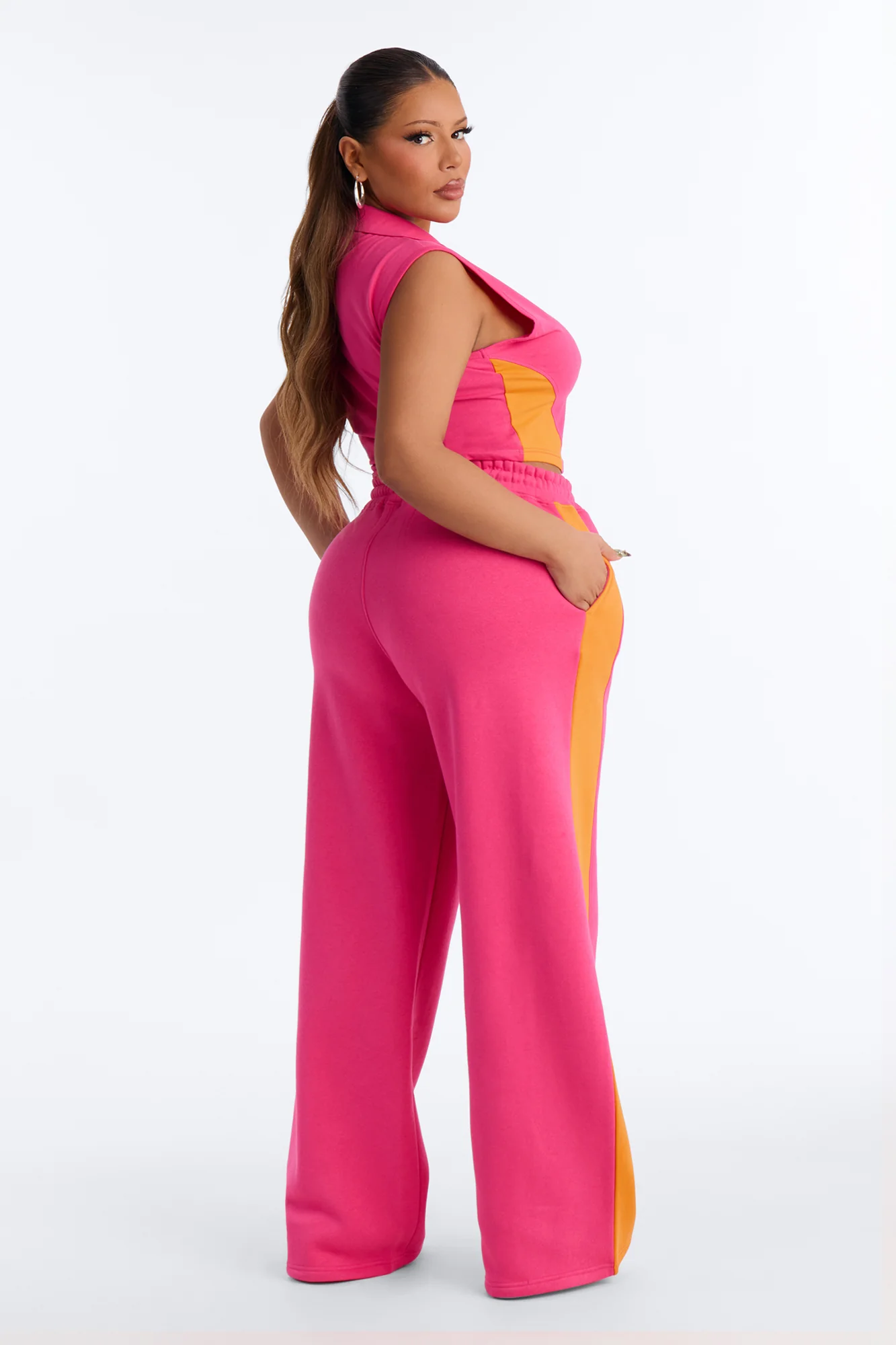 Miami Moment Quarter Zip Pant Set - Pink/combo - Image 8
