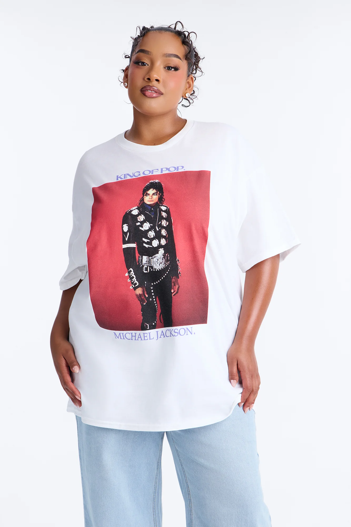 Michael Jackson King Of Pop Oversized Tee - White - Image 3