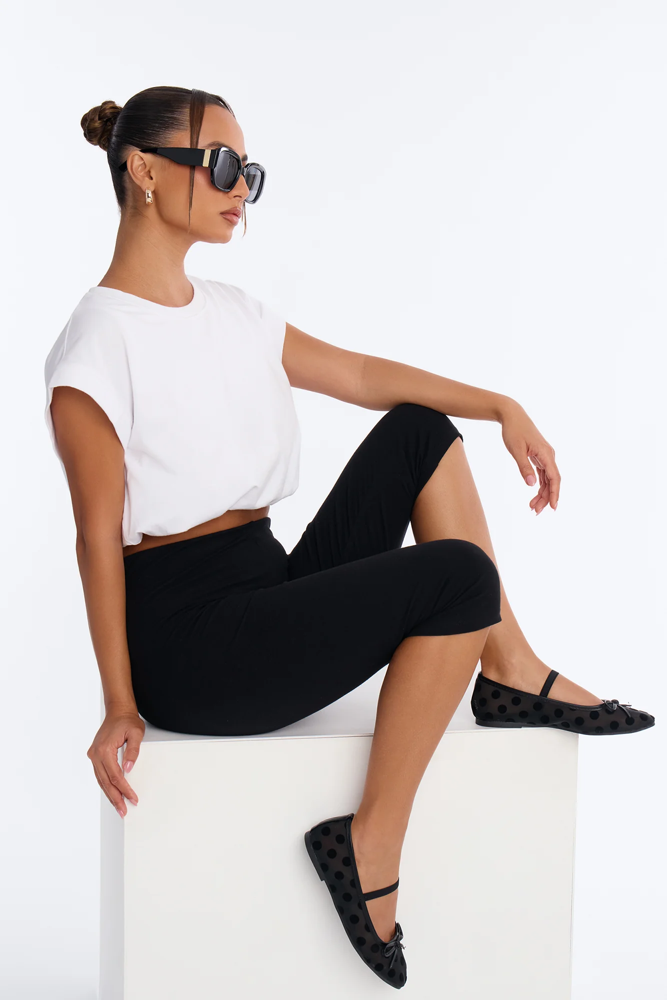 Mickie Bow Mesh Flats - Black
