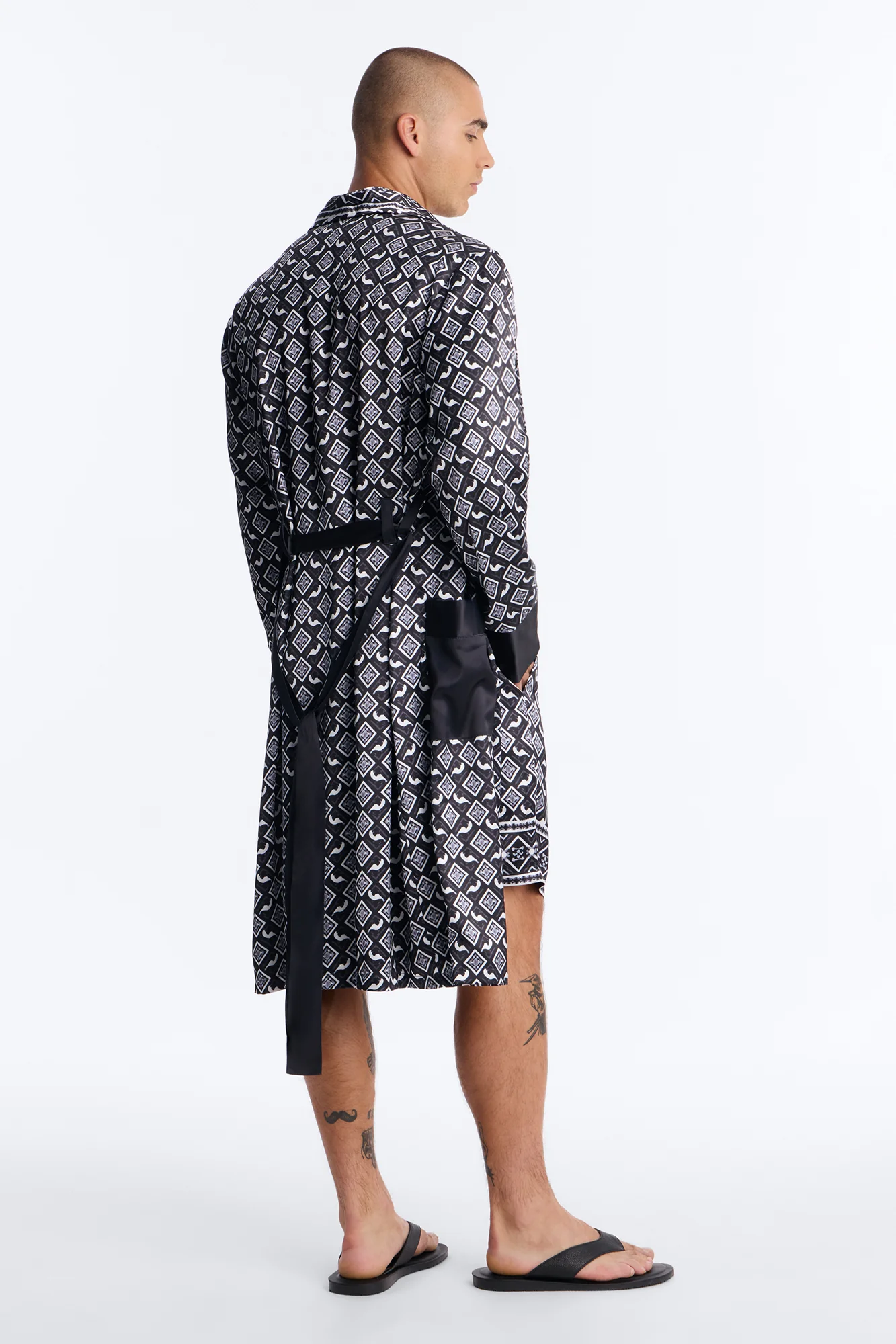 Midnight Tribal Robe Lounge Set - Black/White - Image 4