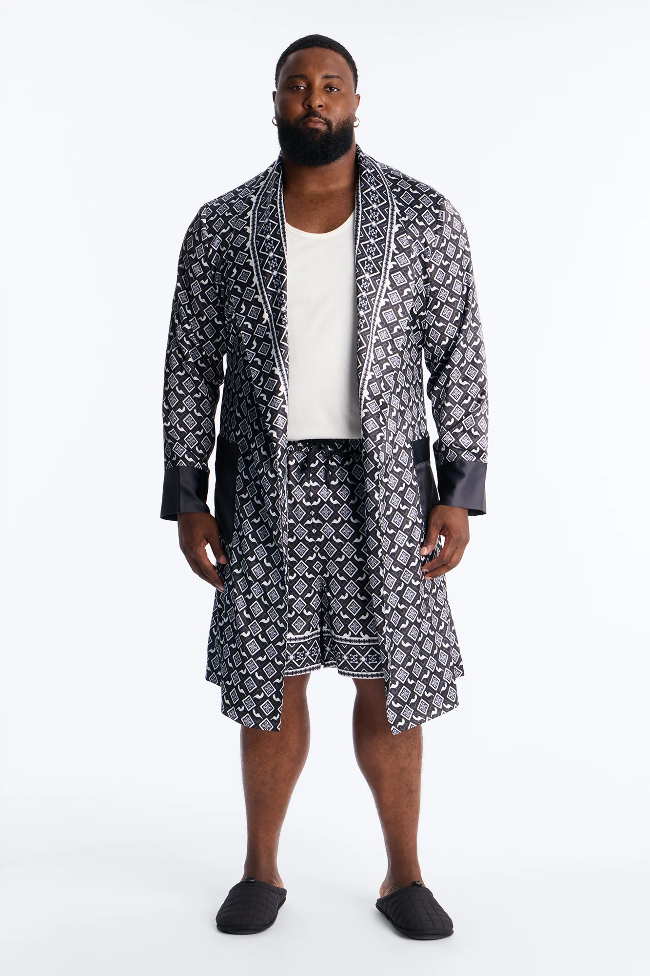 Midnight Tribal Robe Lounge Set - Black/White - Image 5