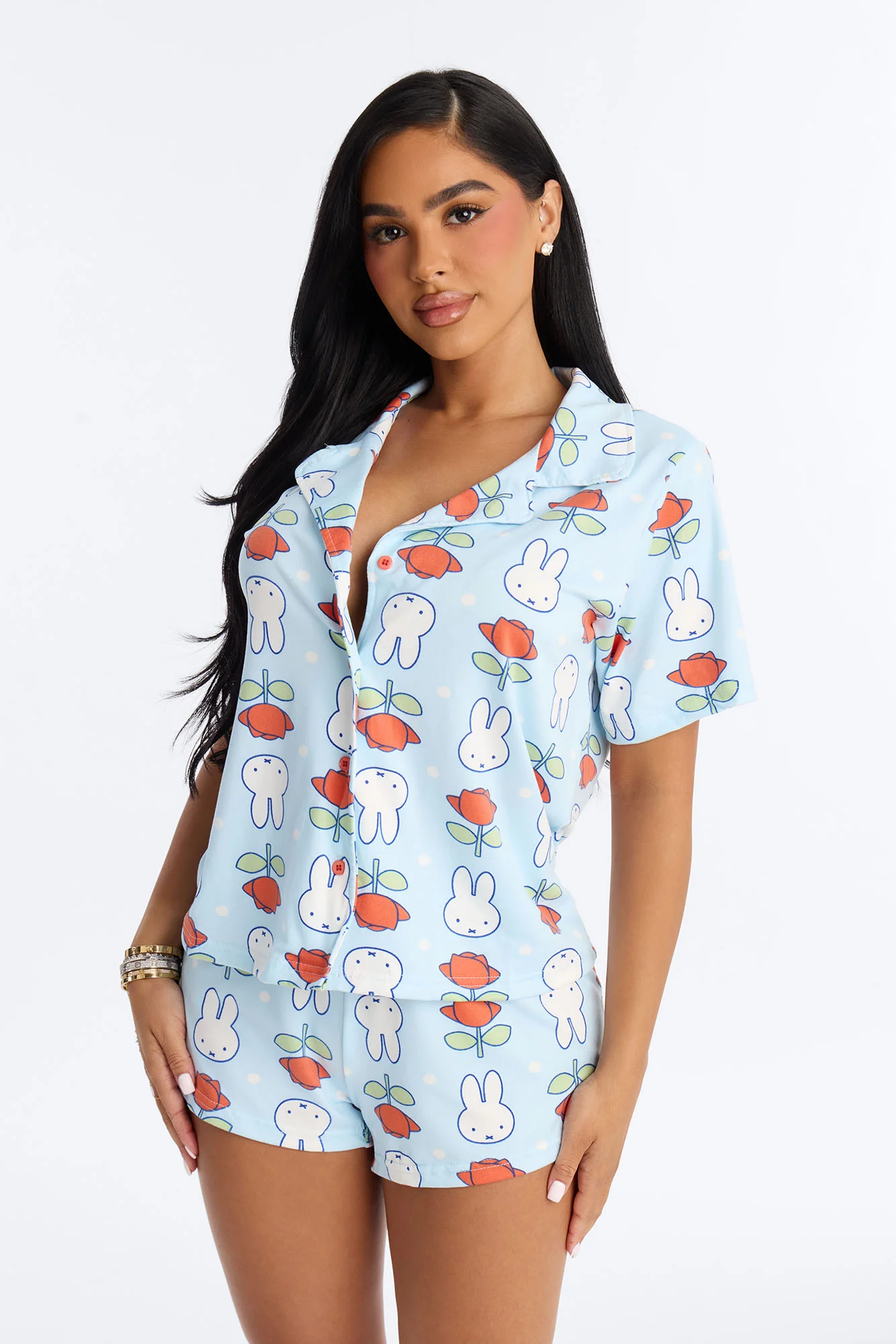 Miffy Floral PJ Short Set - Blue/combo