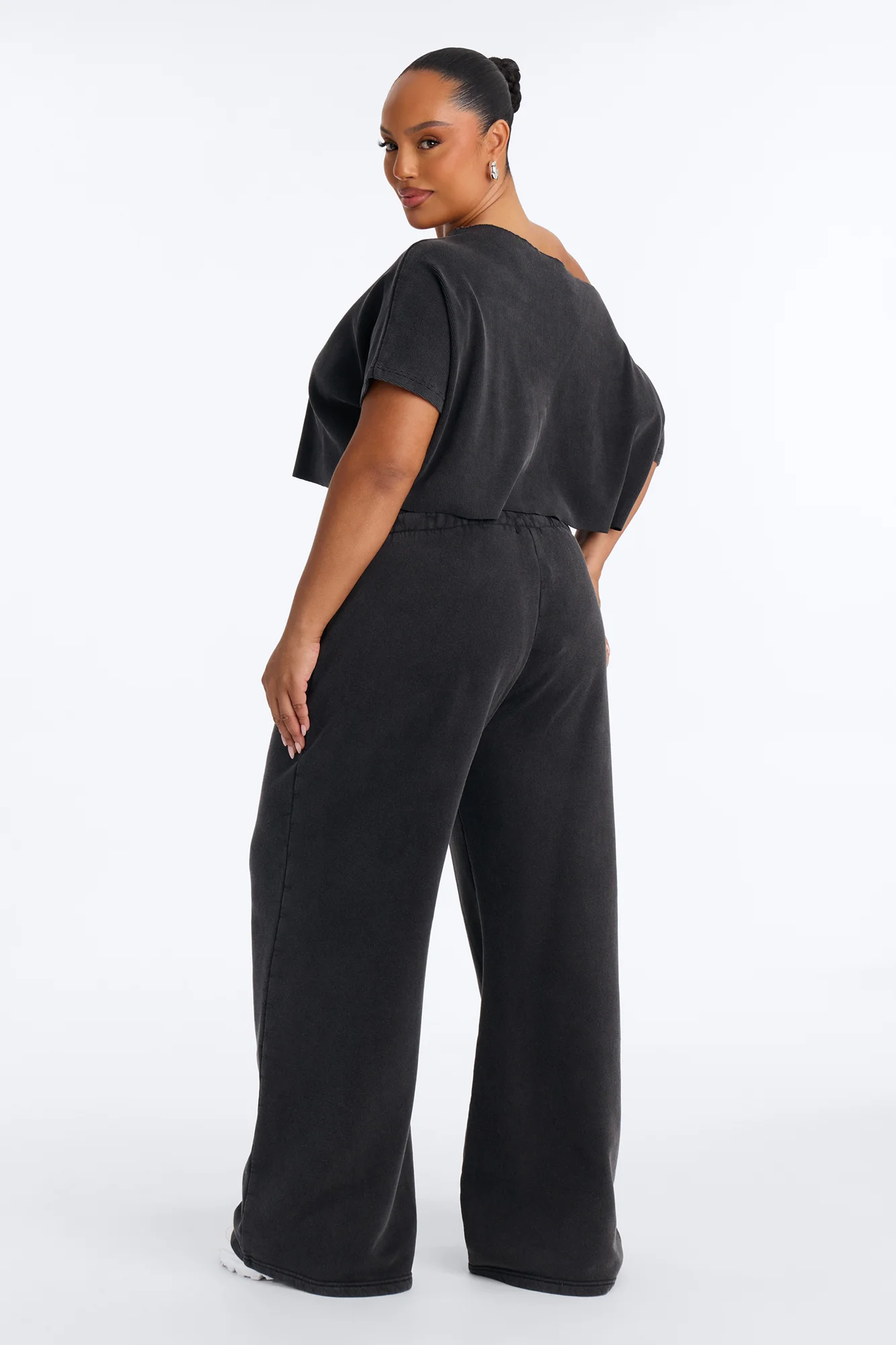 Mila Off Shoulder Top And Sweatpant Set - Charcoal - Image 8