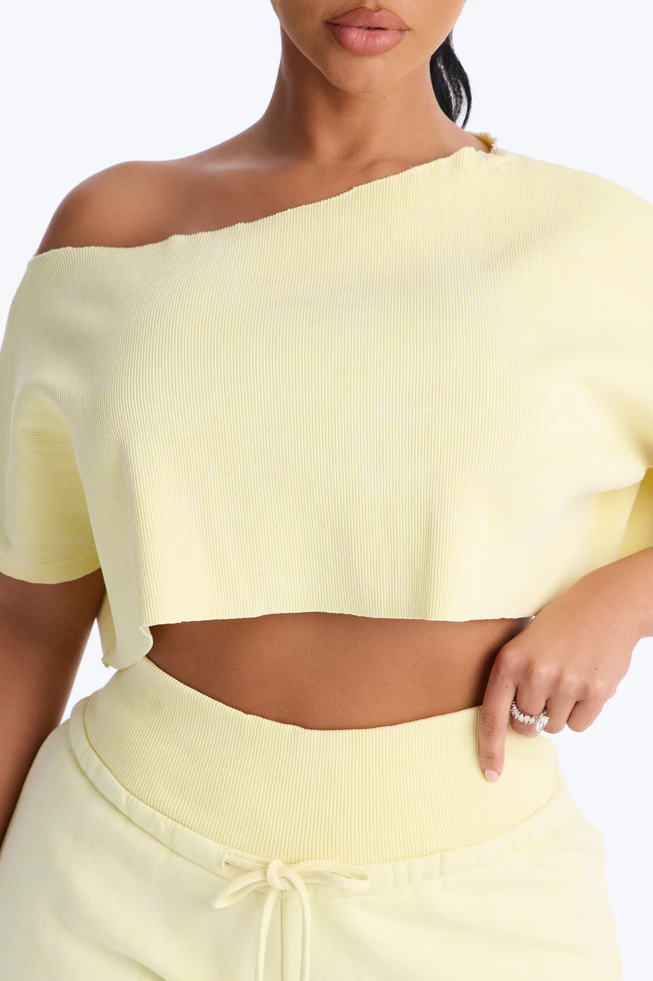 Mila Off Shoulder Top And Sweatpant Set - Yellow - Image 3