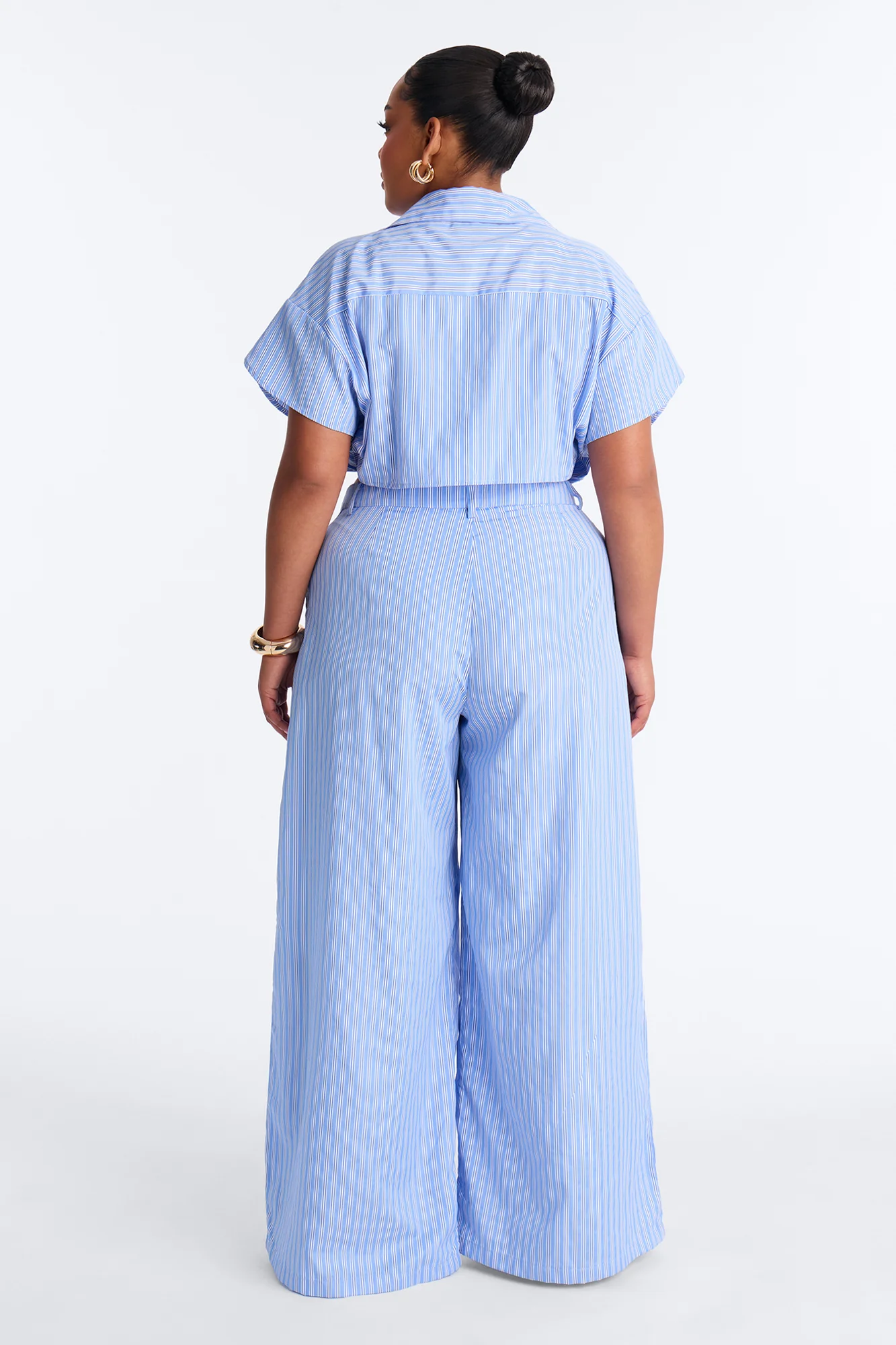 Mila Pinstripe Pant Set - Blue/combo - Image 7