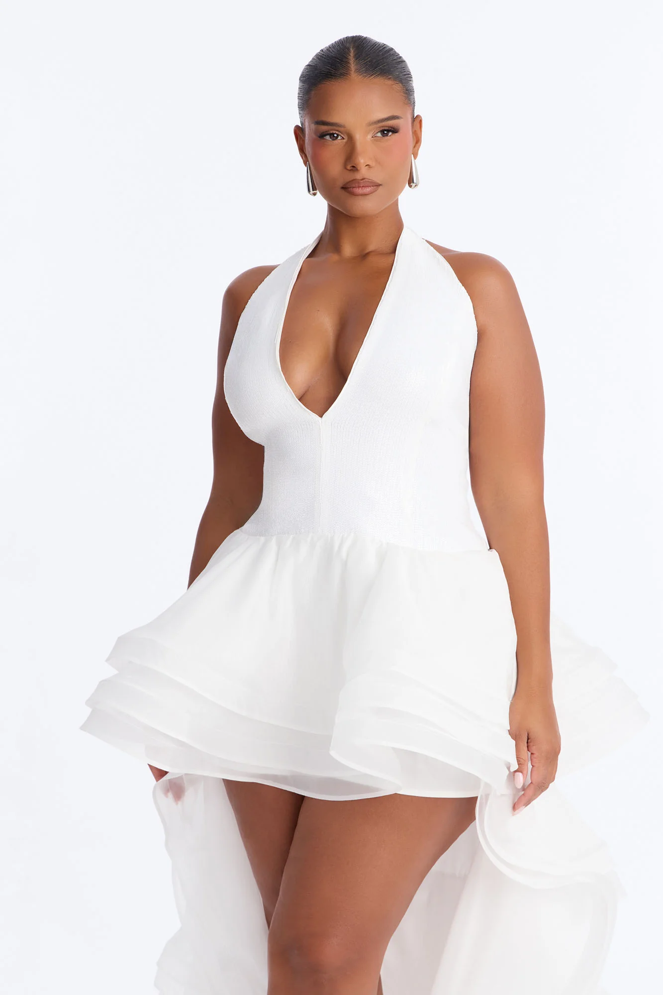 Mila Sequin High Low Gown - White - Image 6