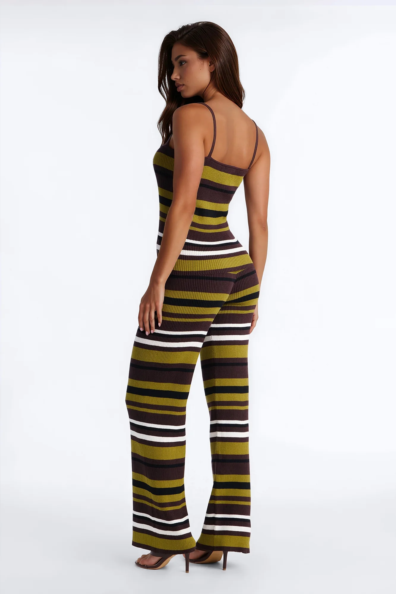 Mila Striped Sweater Pant Set - Brown - Image 3