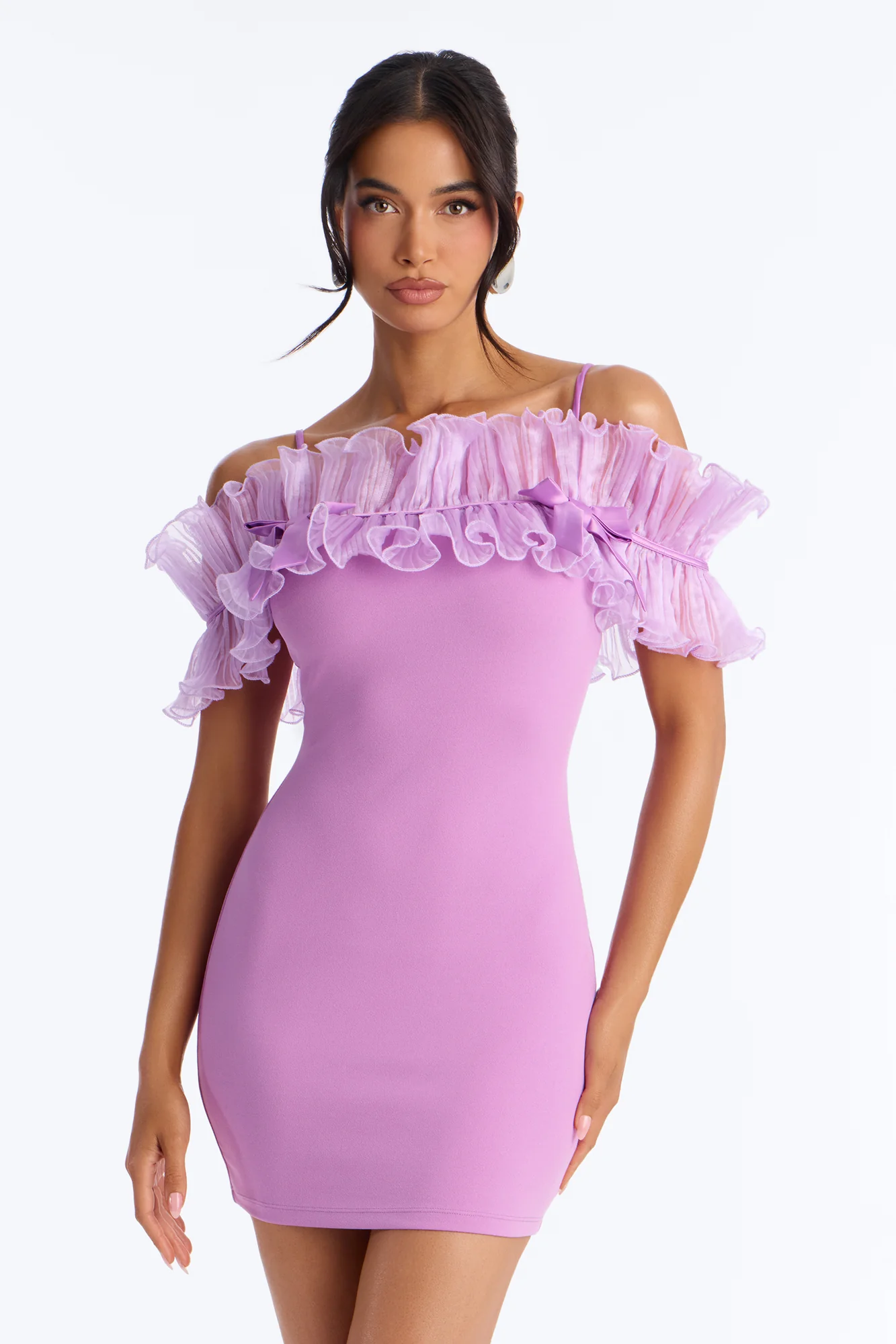 Mind Ur Business Ruffle Mini Dress - Lavender - Image 2