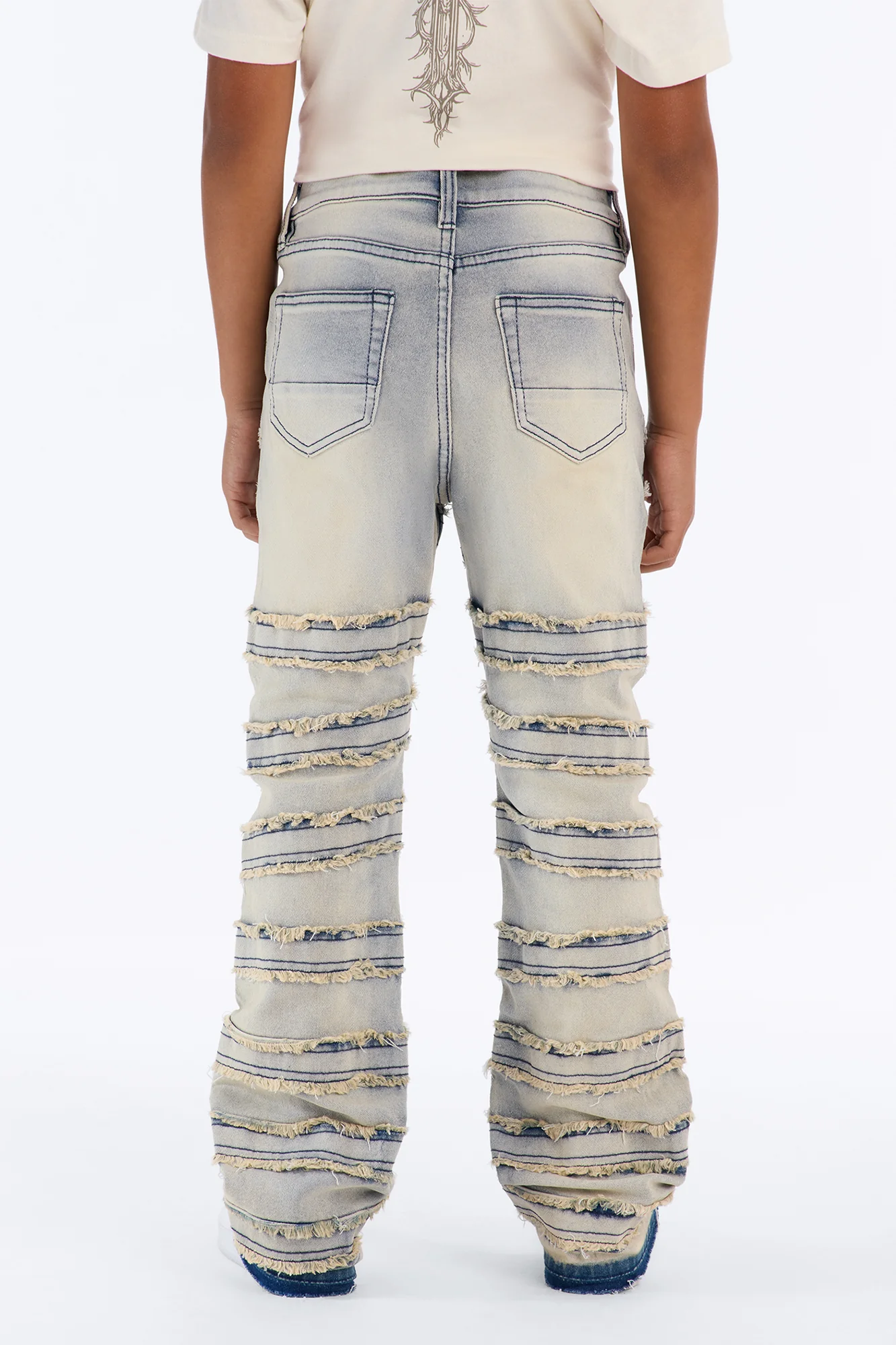 Mini About Fray Stacked Skinny Flare Jeans - Light Wash - Image 4
