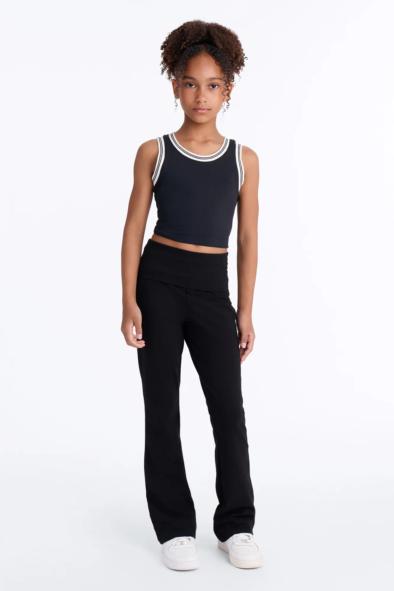 Mini Adriana Foldover Flare Pant - Black