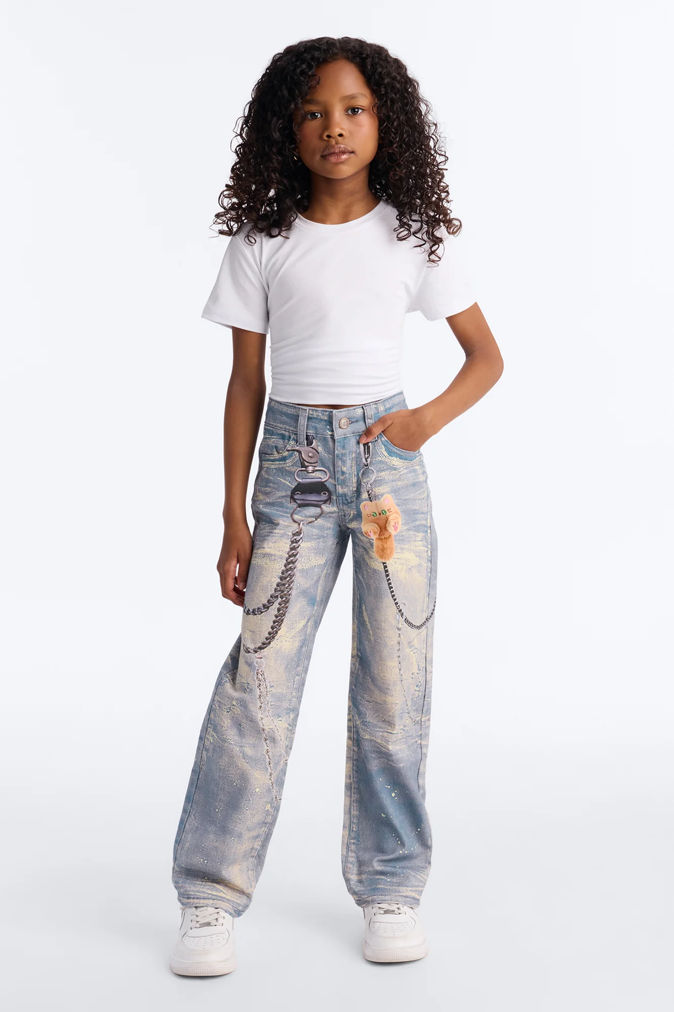 Mini Always Adorable Printed Straight Leg Jeans - Light Wash
