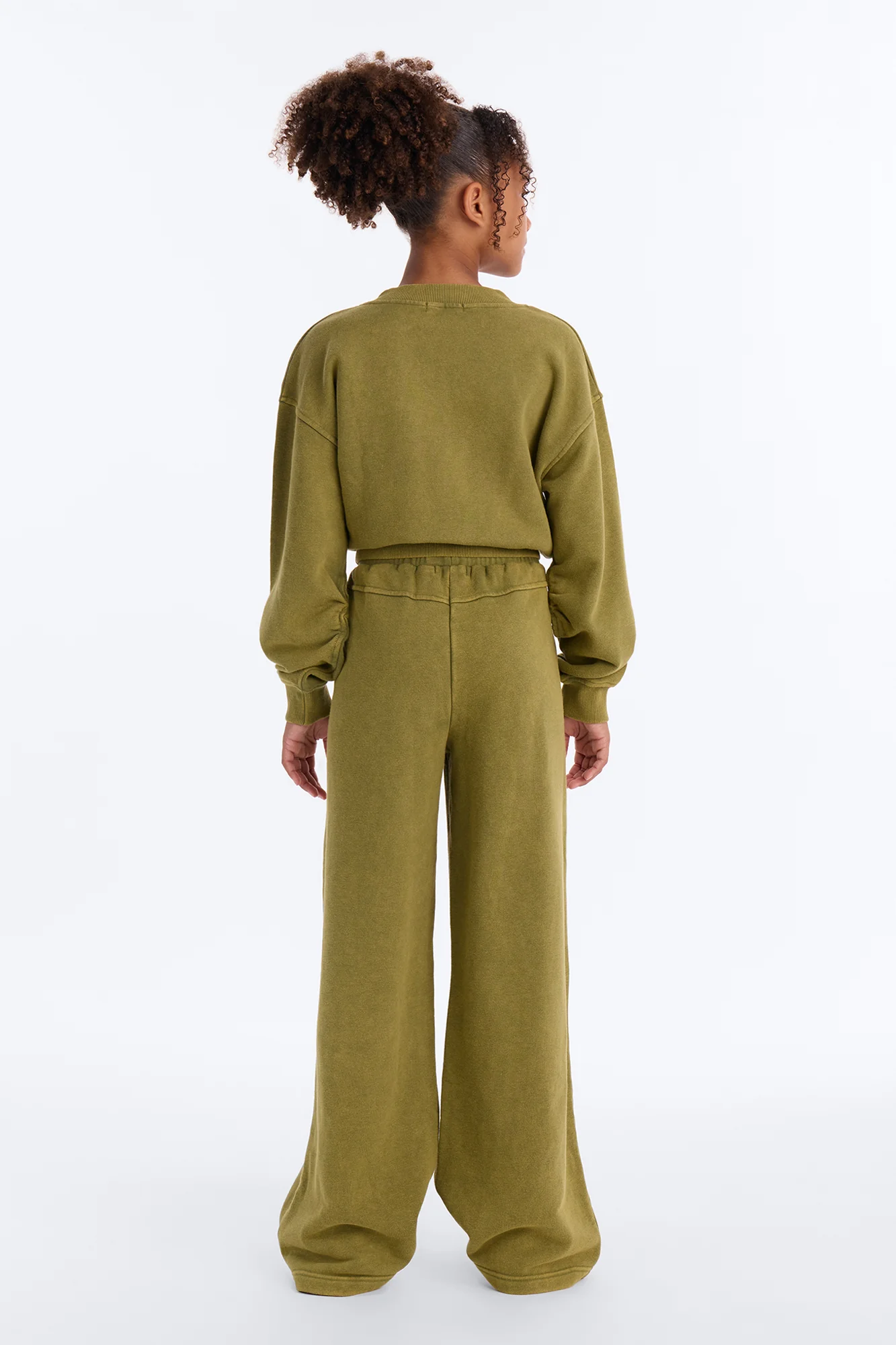 Mini Angelica Washed French Terry Pant Set - Olive - Image 4