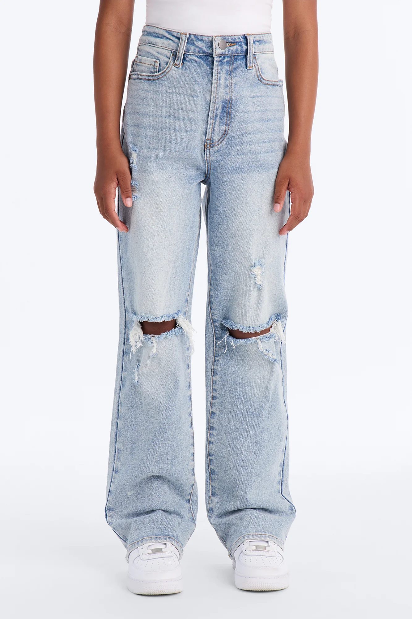 Mini As You Please Ripped Straight Leg Jeans - Light Blue Wash - Image 2