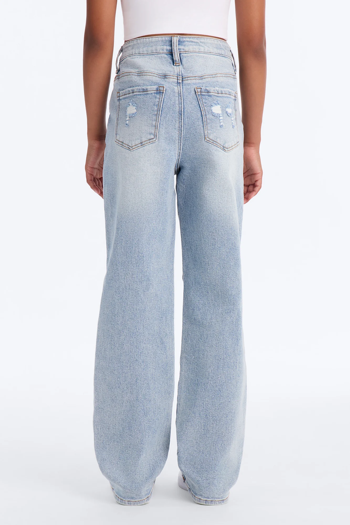 Mini As You Please Ripped Straight Leg Jeans - Light Blue Wash - Image 4