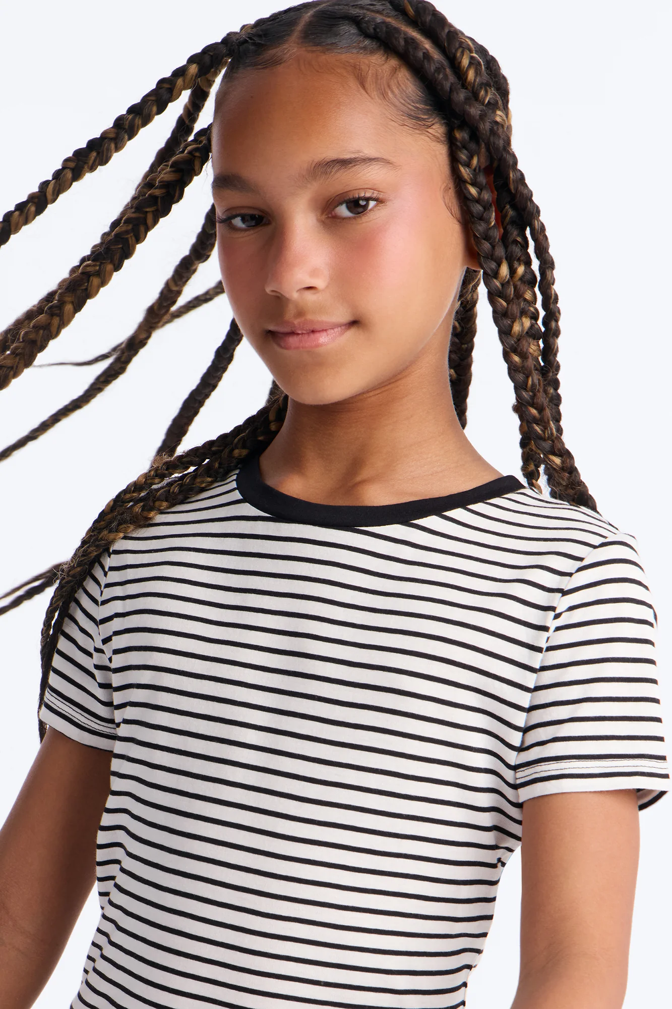 Mini Avery Striped Short Sleeve Top - White/Black - Image 3