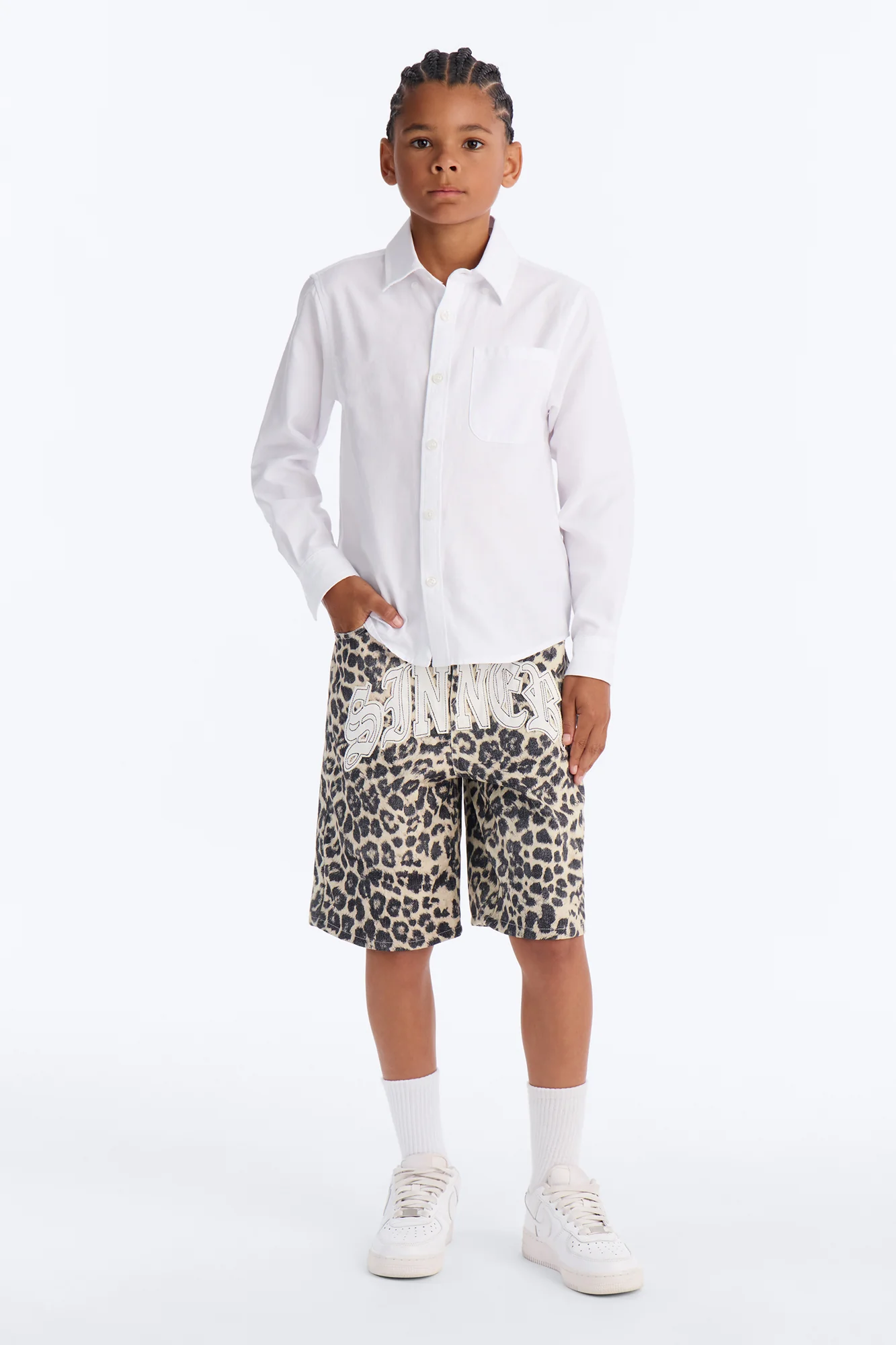 Mini Baggy Sinner Leopard Denim Short - Brown/combo