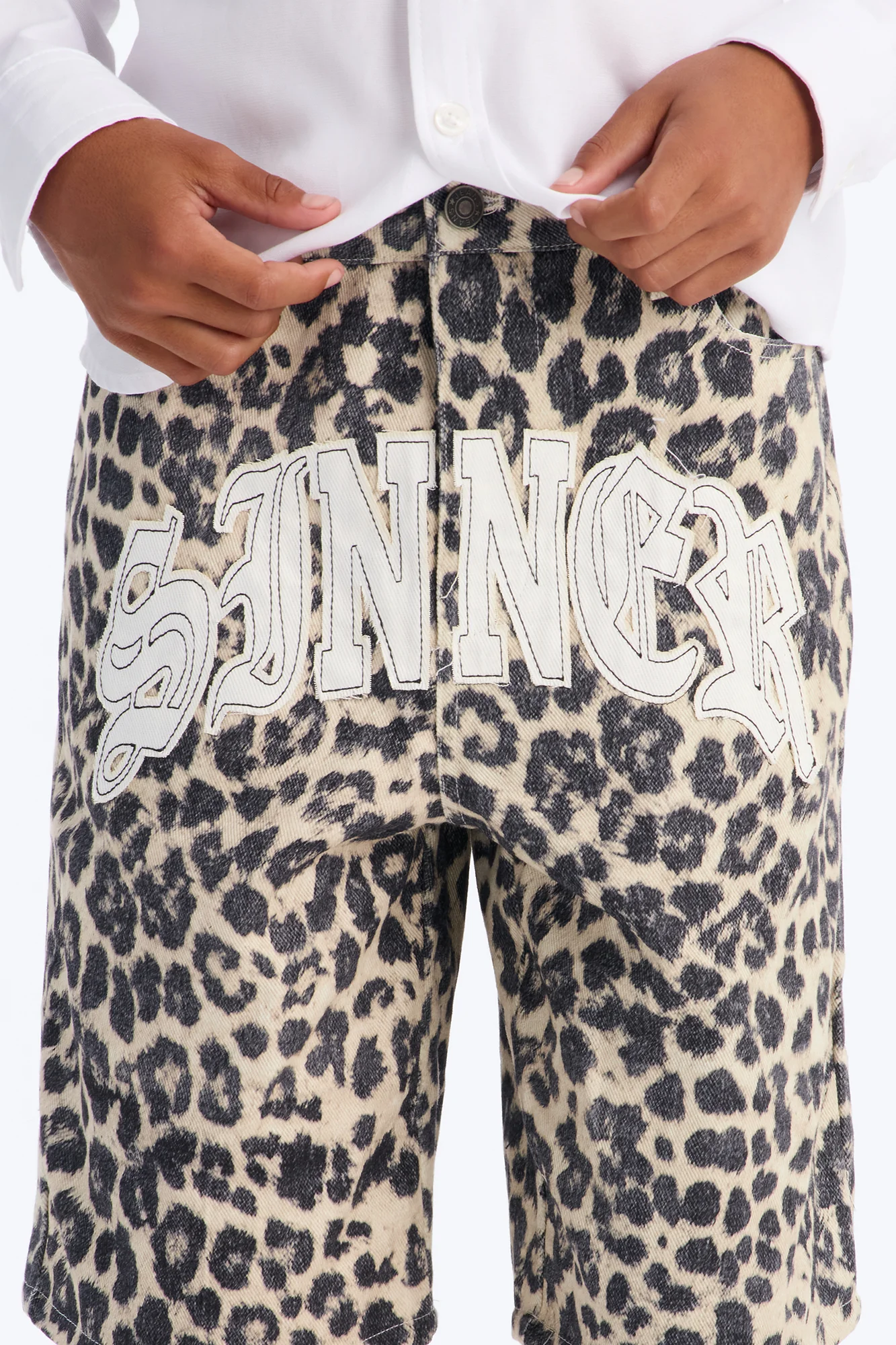 Mini Baggy Sinner Leopard Denim Short - Brown/combo - Image 3