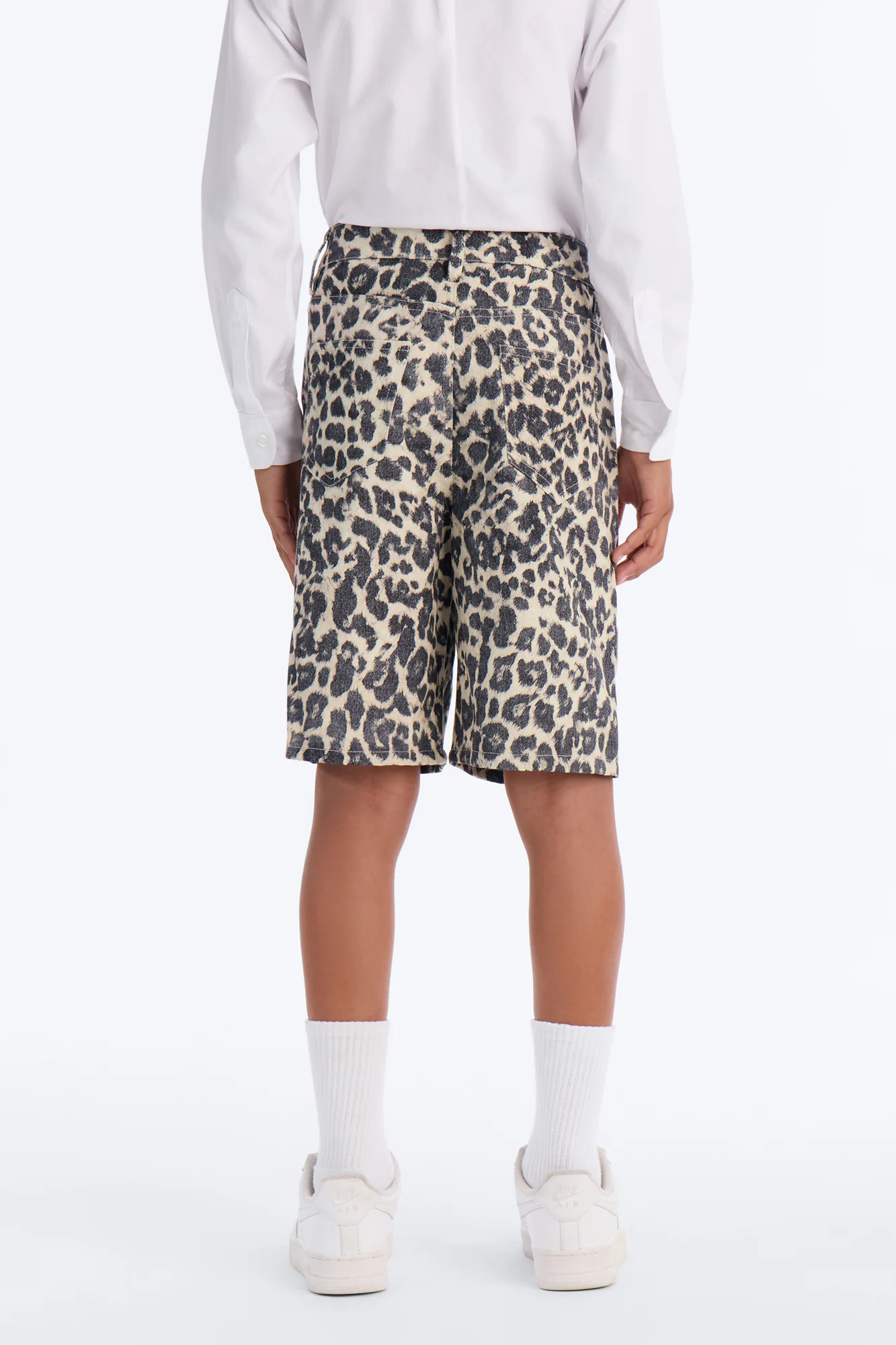 Mini Baggy Sinner Leopard Denim Short - Brown/combo - Image 4