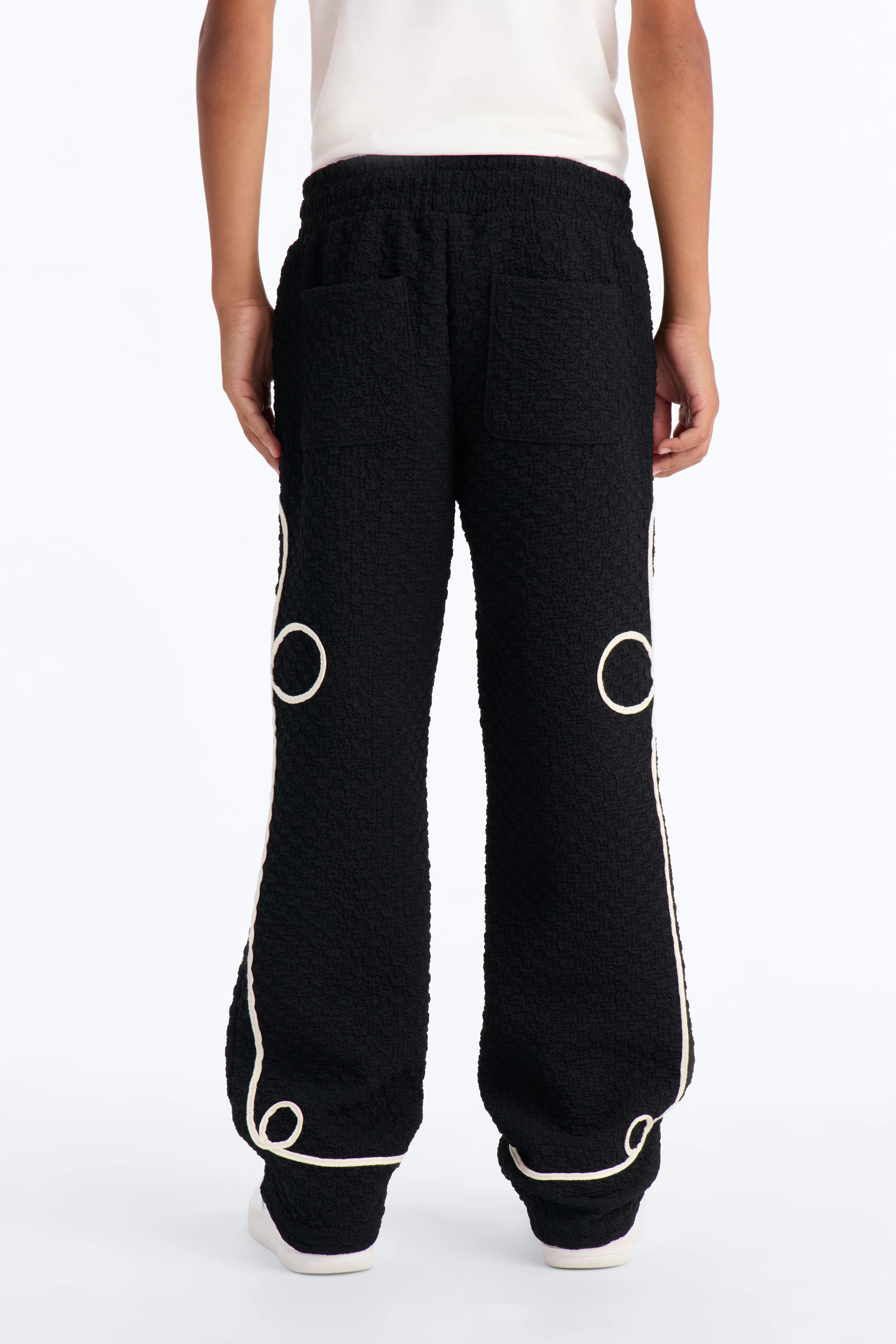 Mini Baggy Soho Weave Applique Textured Pant - Black - Image 3
