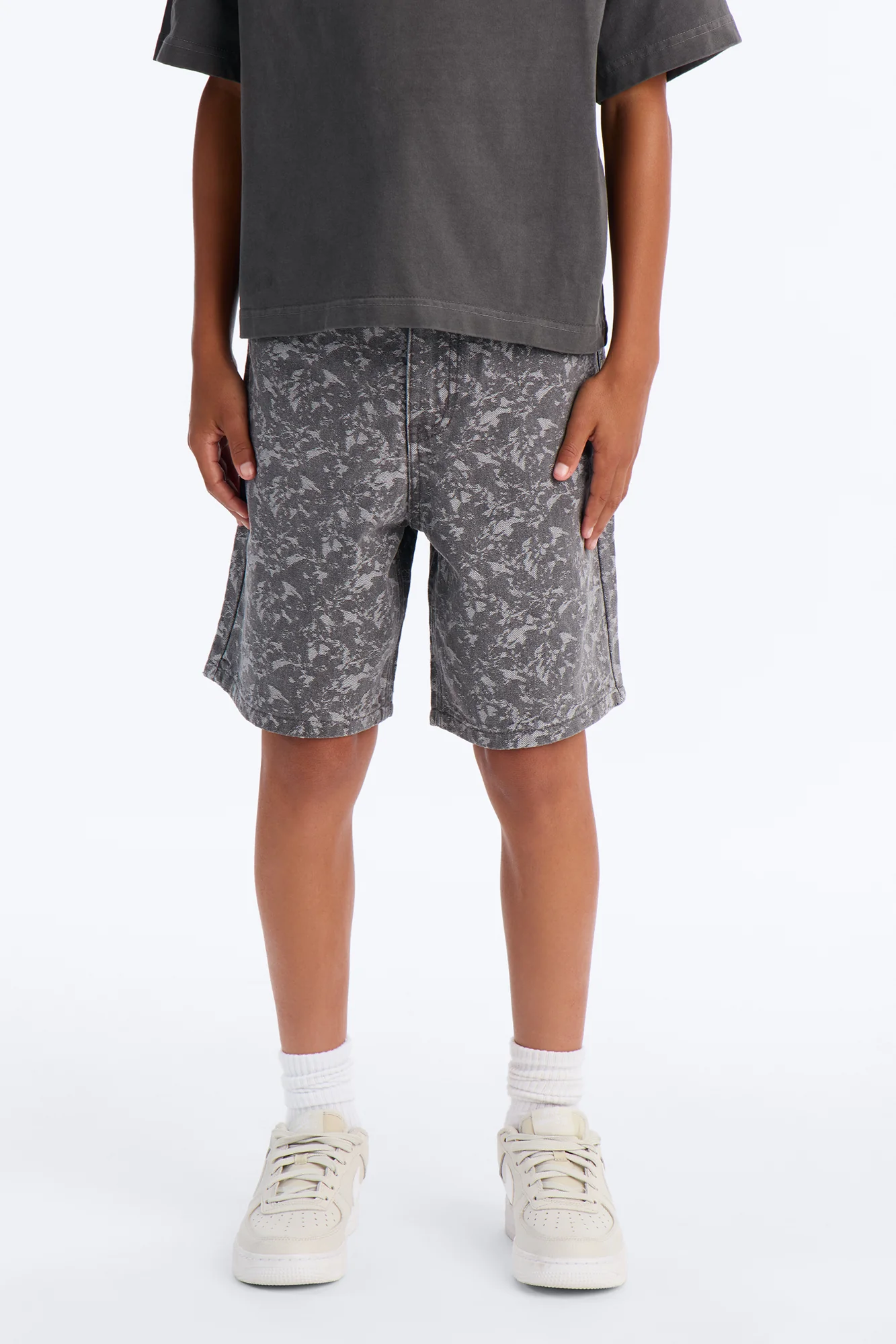 Mini Baggy Urban Jacquard Denim Short - Grey - Image 2