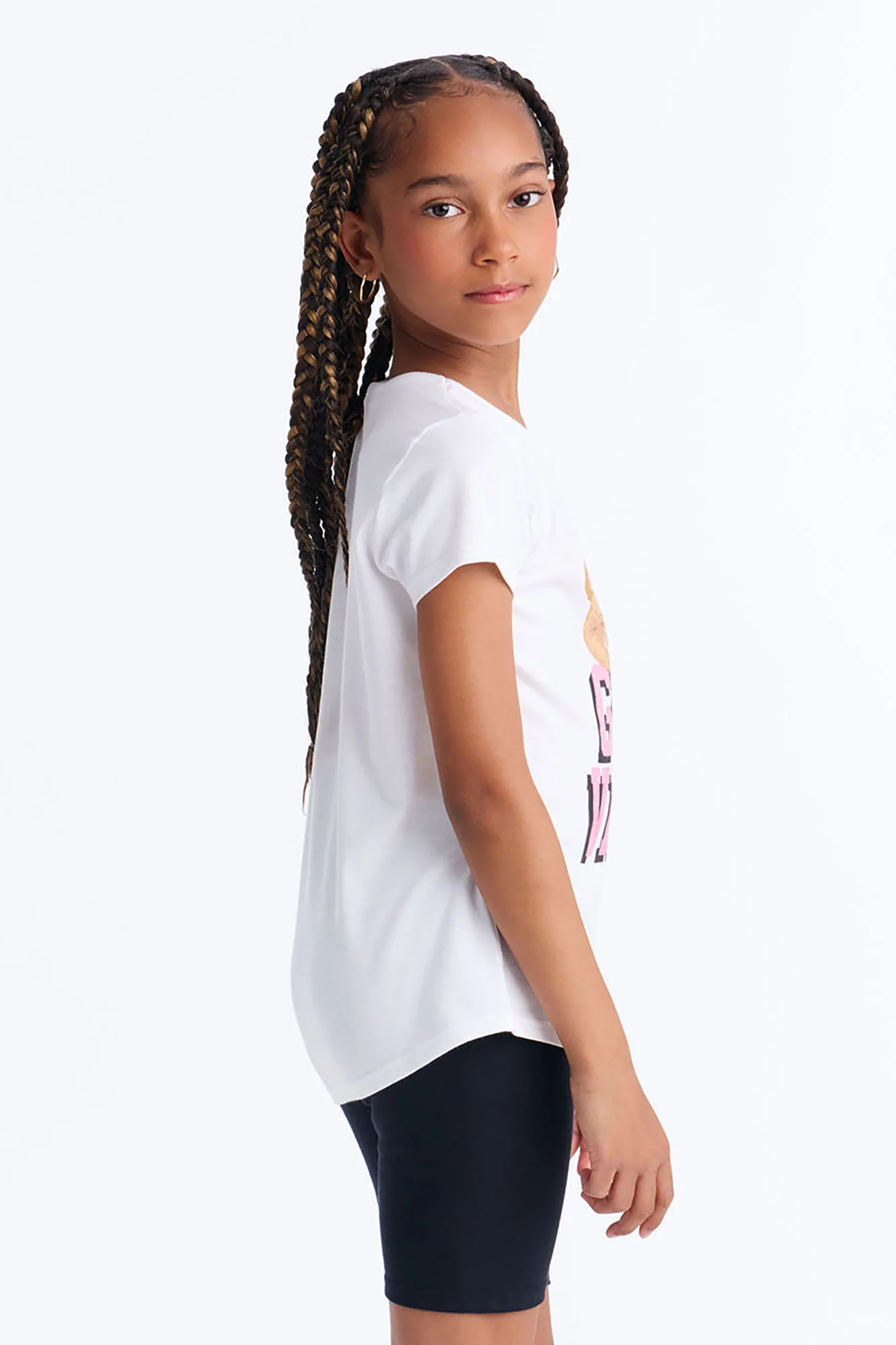 Mini Beary Good Vibes Bike Short Set - White/Black - Image 4
