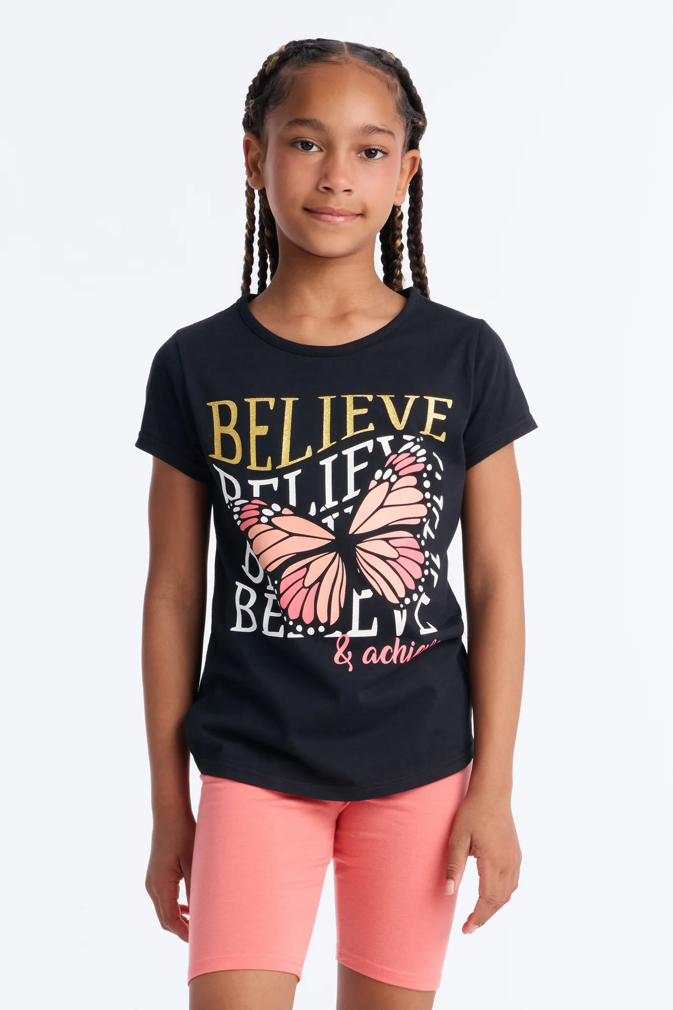 Mini Believe And Achieve Bike Short Set - Black/combo