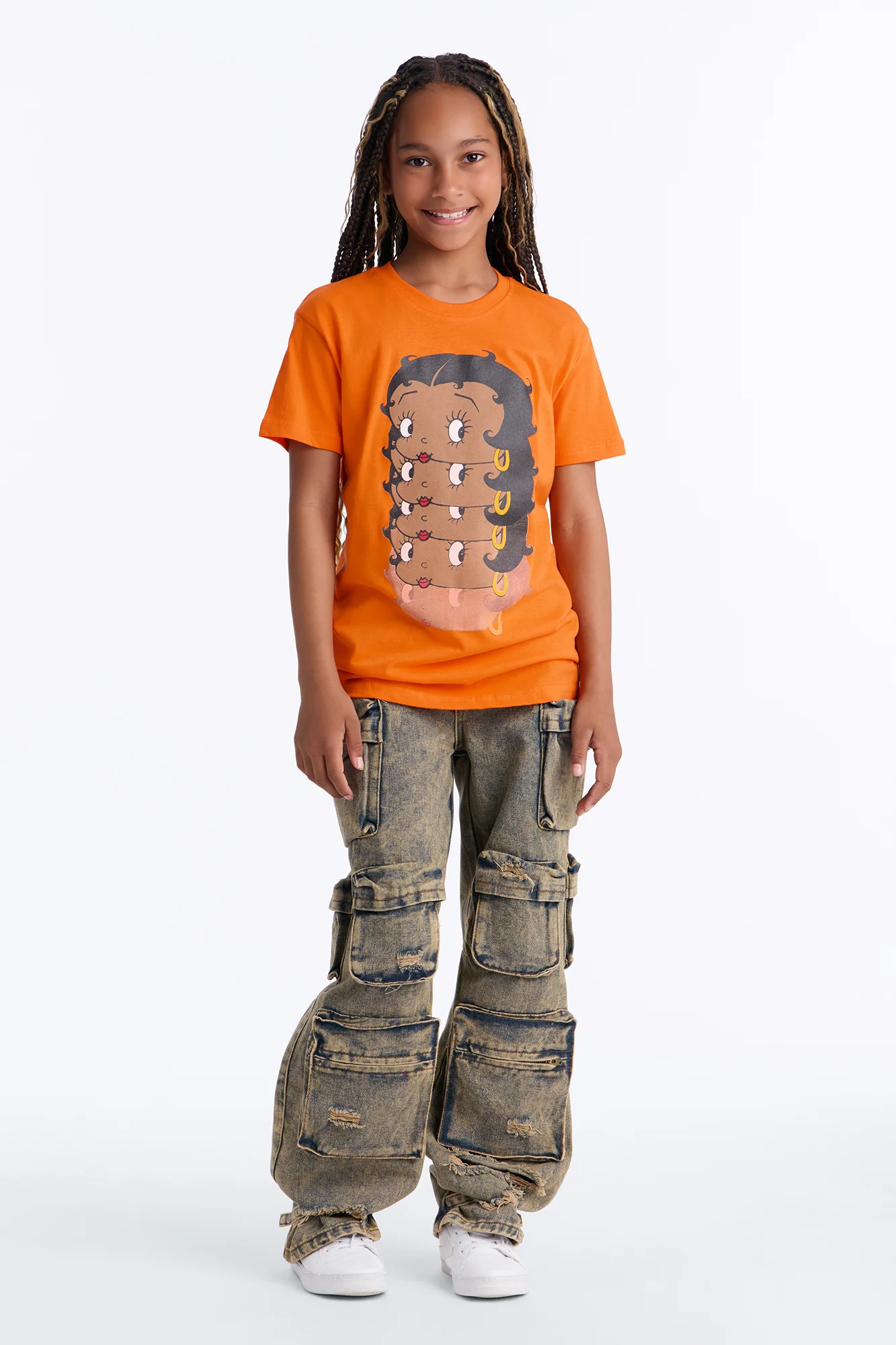 Mini Betty Boop On Repeat Short Sleeve Tee - Orange - Image 2