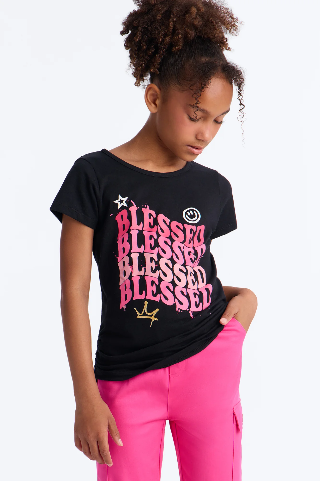 Mini Beyond Blessed Pant Set - Black/Pink - Image 2