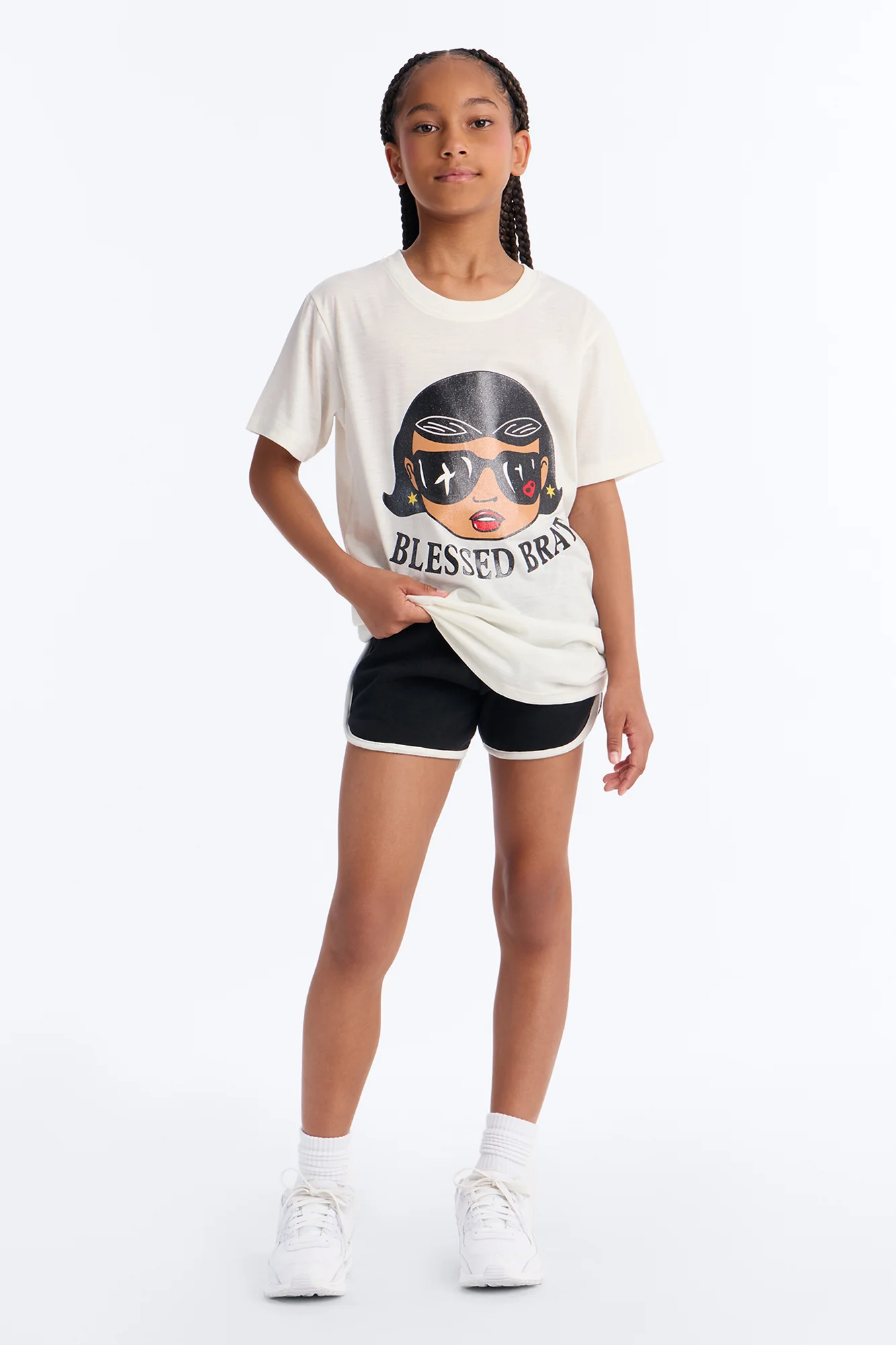 Mini Blessed Brat Short Set - White/Black - Image 2