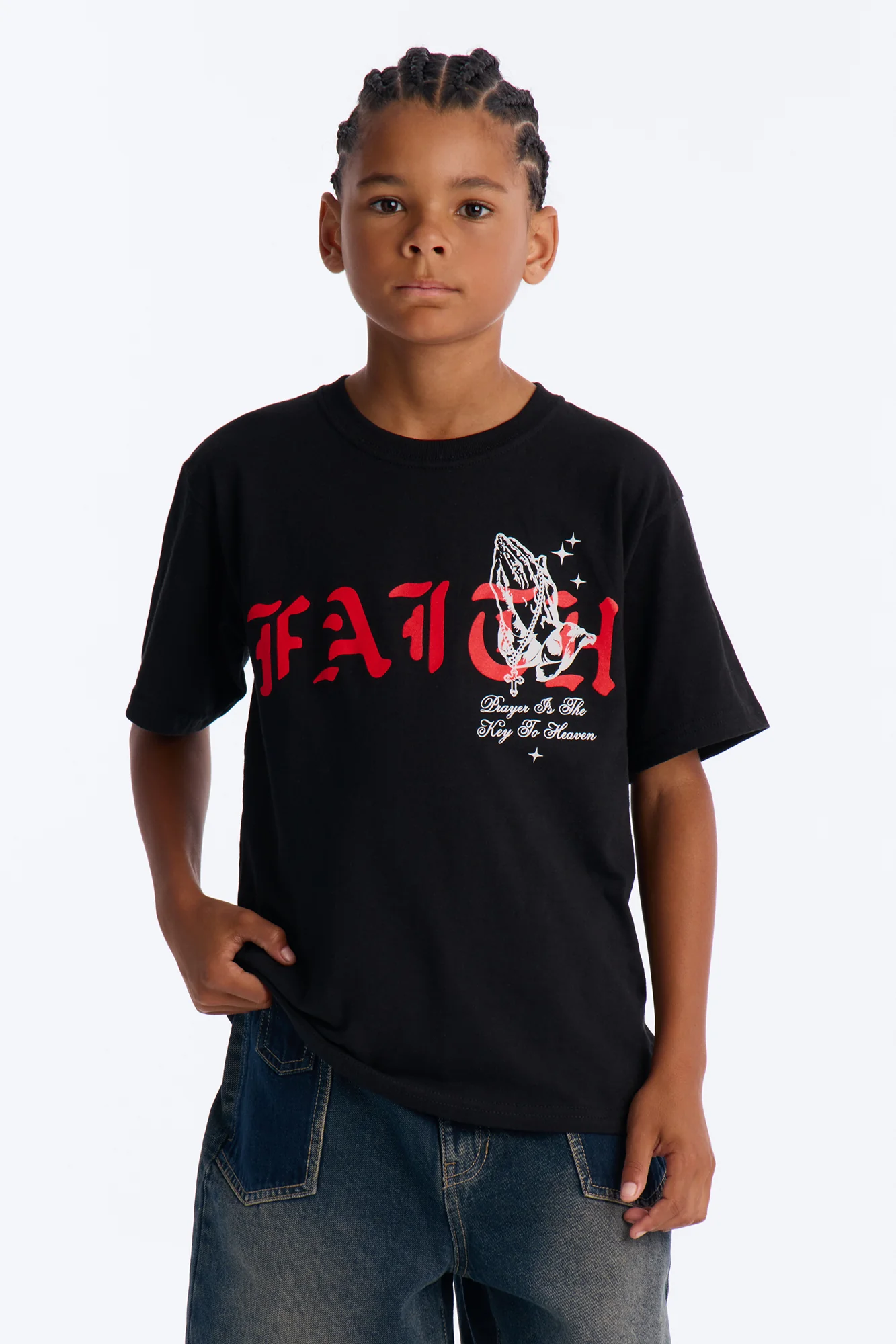Mini Blessed With Faith Short Sleeve Tee - Black - Image 4
