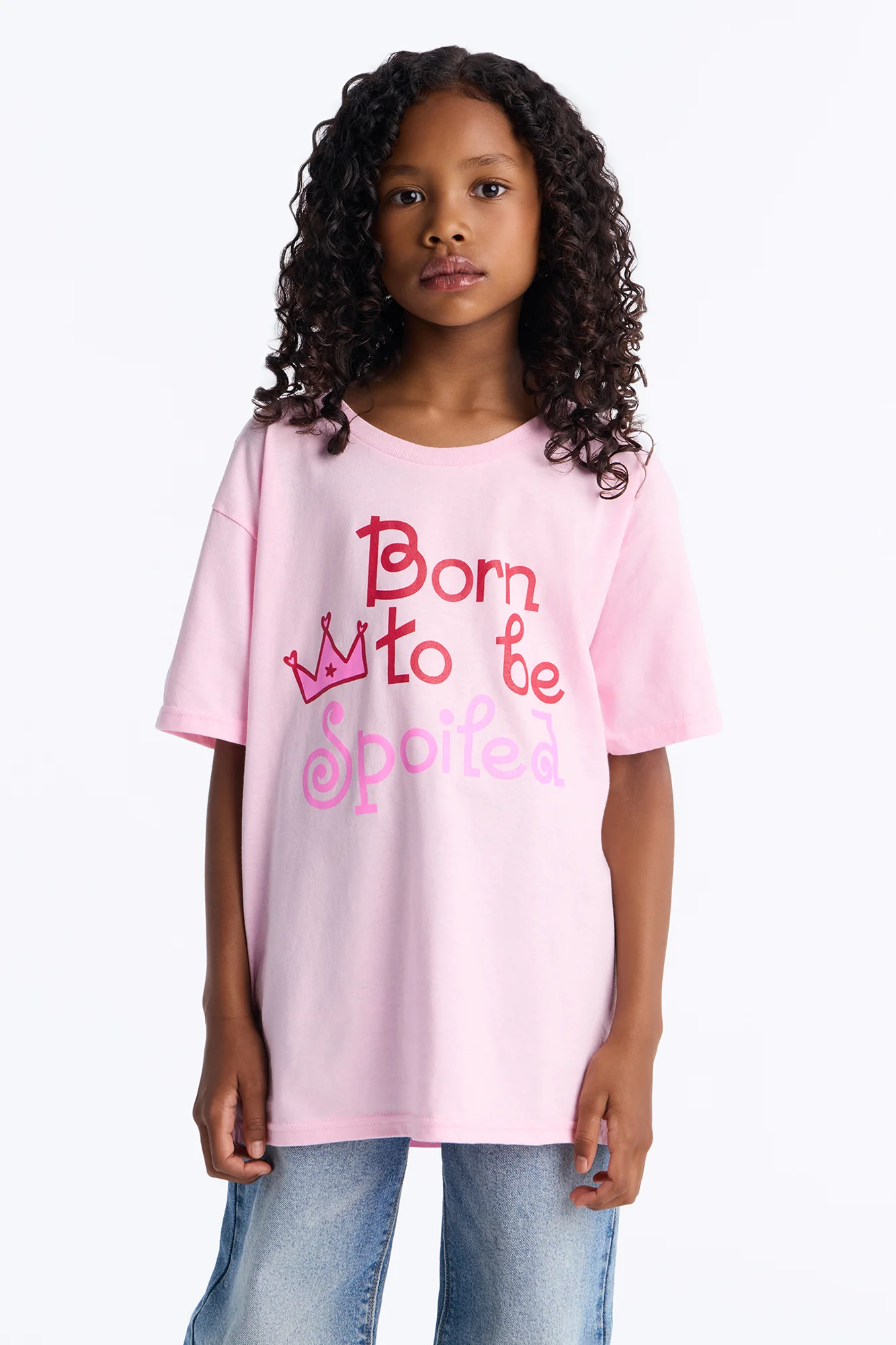 Mini Born To Be Spoiled Short Sleeve Tee - Pink