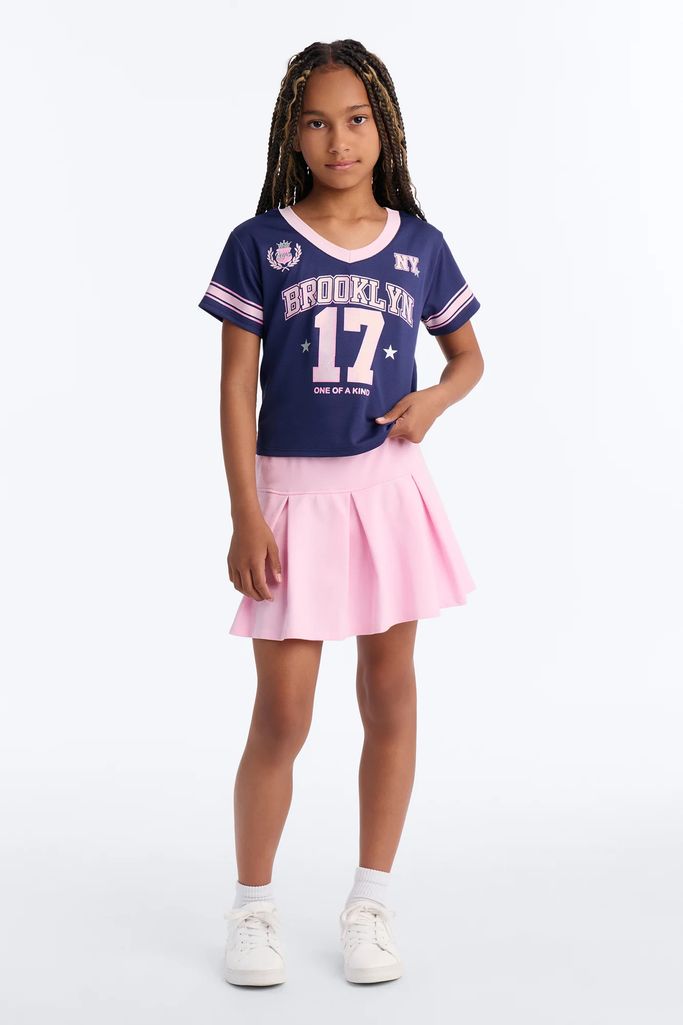 Mini Born To Win Pleated Skirt Set - Navy/combo - Image 2
