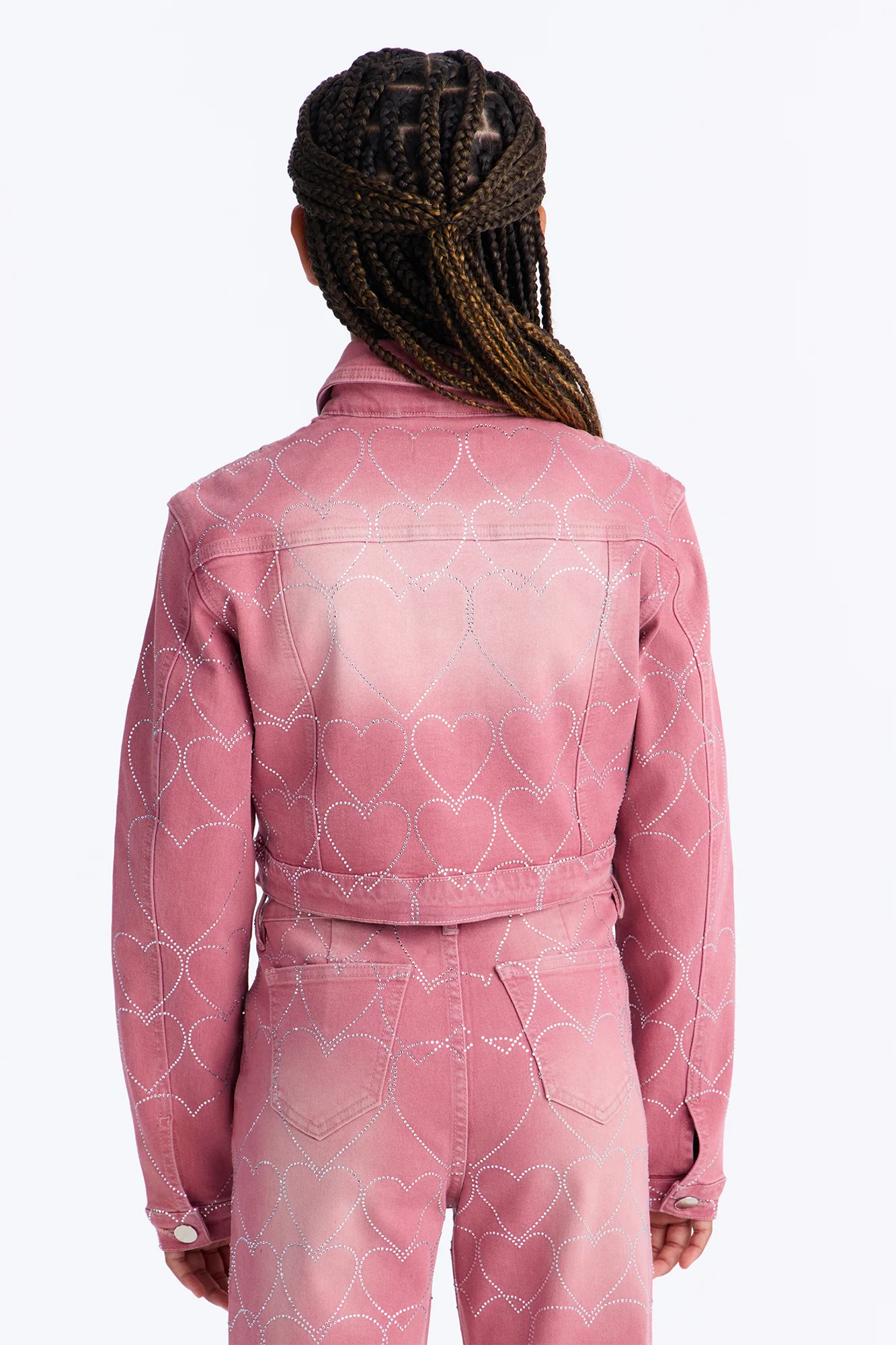 Mini Breaking My Heart Embellished Denim Jacket - Rose - Image 4