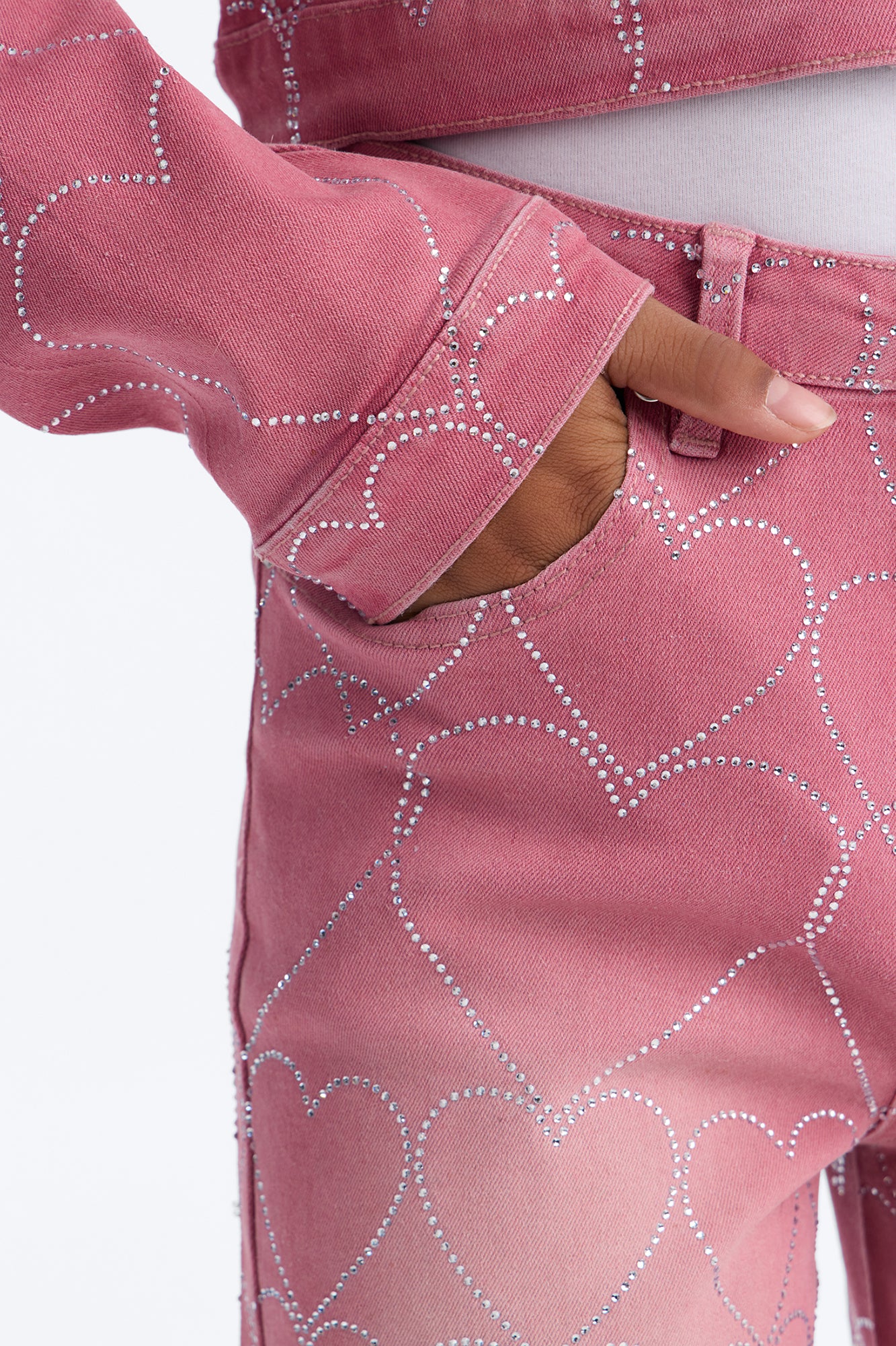Mini Breaking My Heart Low Rise Embellished Jeans - Rose - Image 4