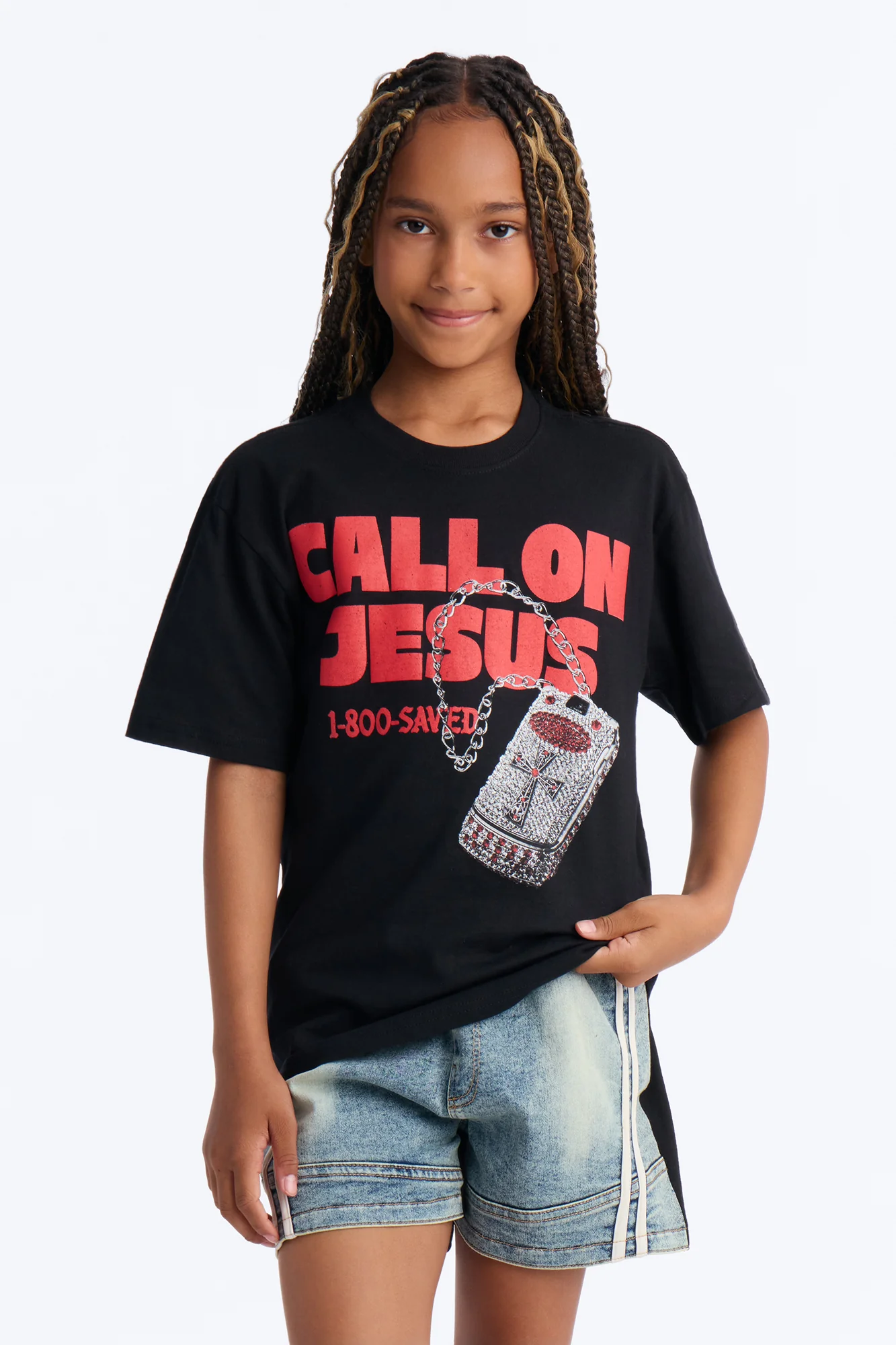 Mini Call On Jesus Oversized Tee - Black - Image 2